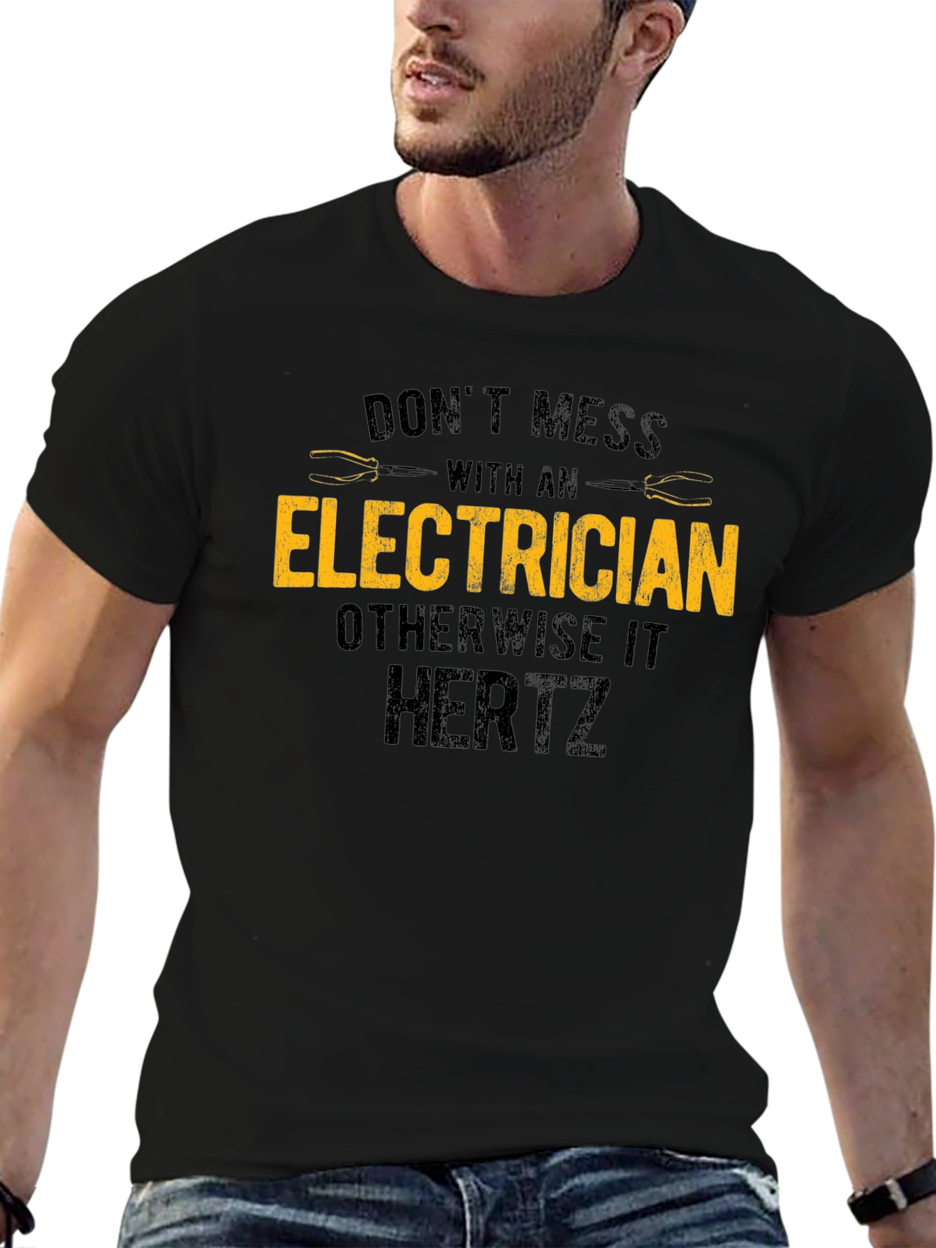 Black Electrician Warning T-Shirt - Funny Electrical Humor Tee view 6