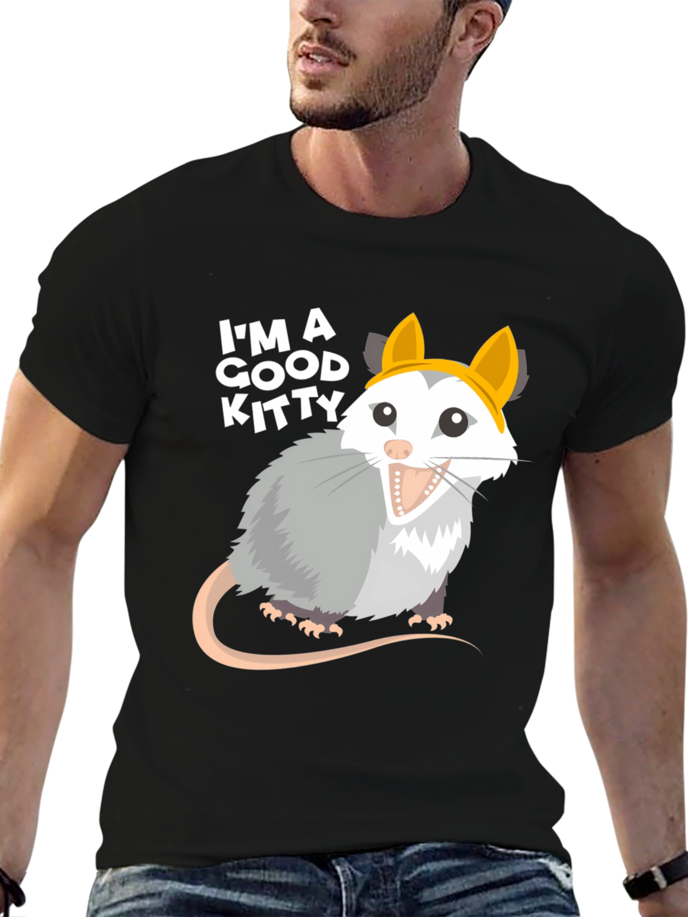 Black I'm A Good Kitty Opossum T-Shirt - Funny Animal Tee view 6