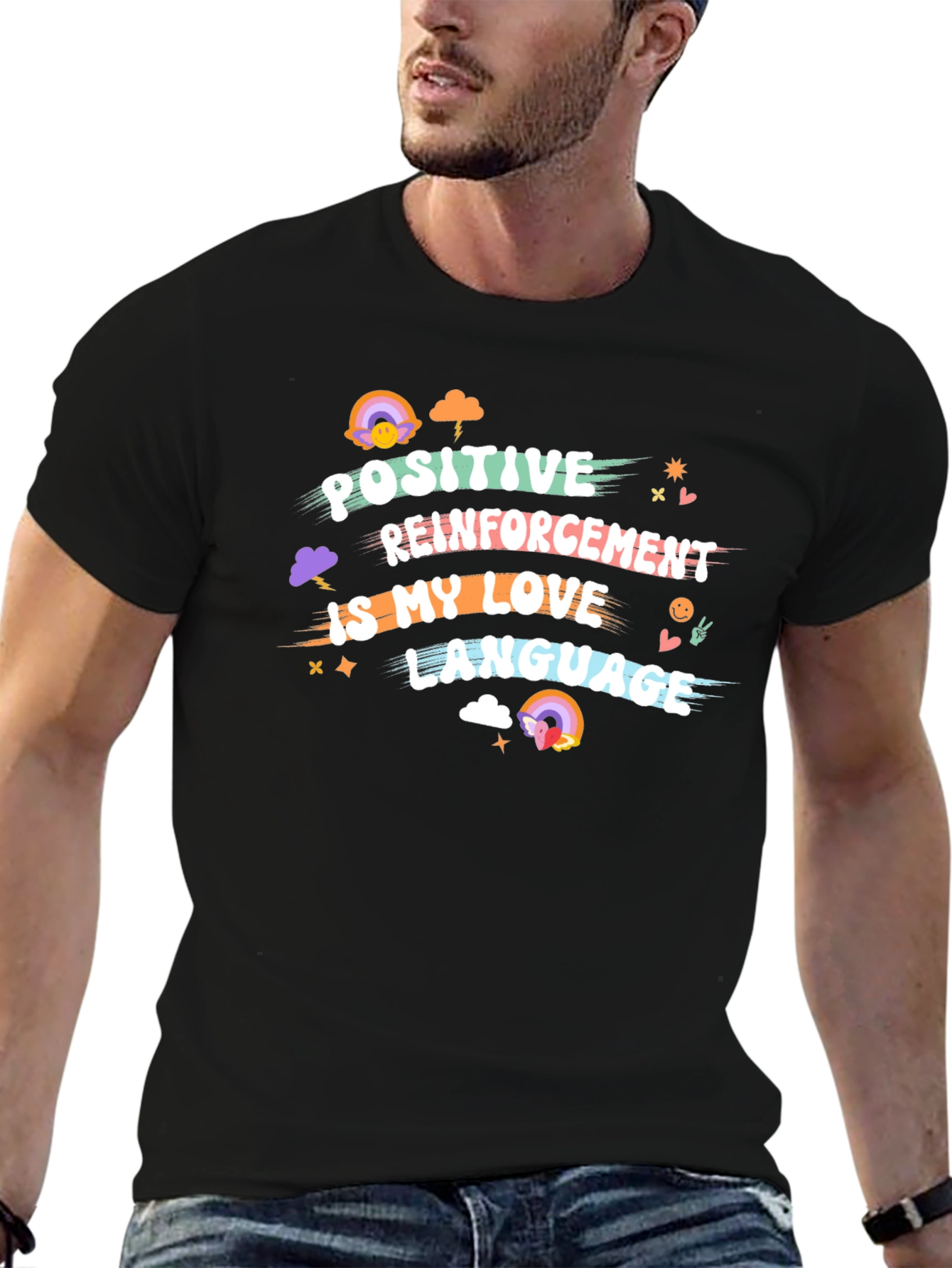 Black Positive Reinforcement Love Language Graphic Tee view 6