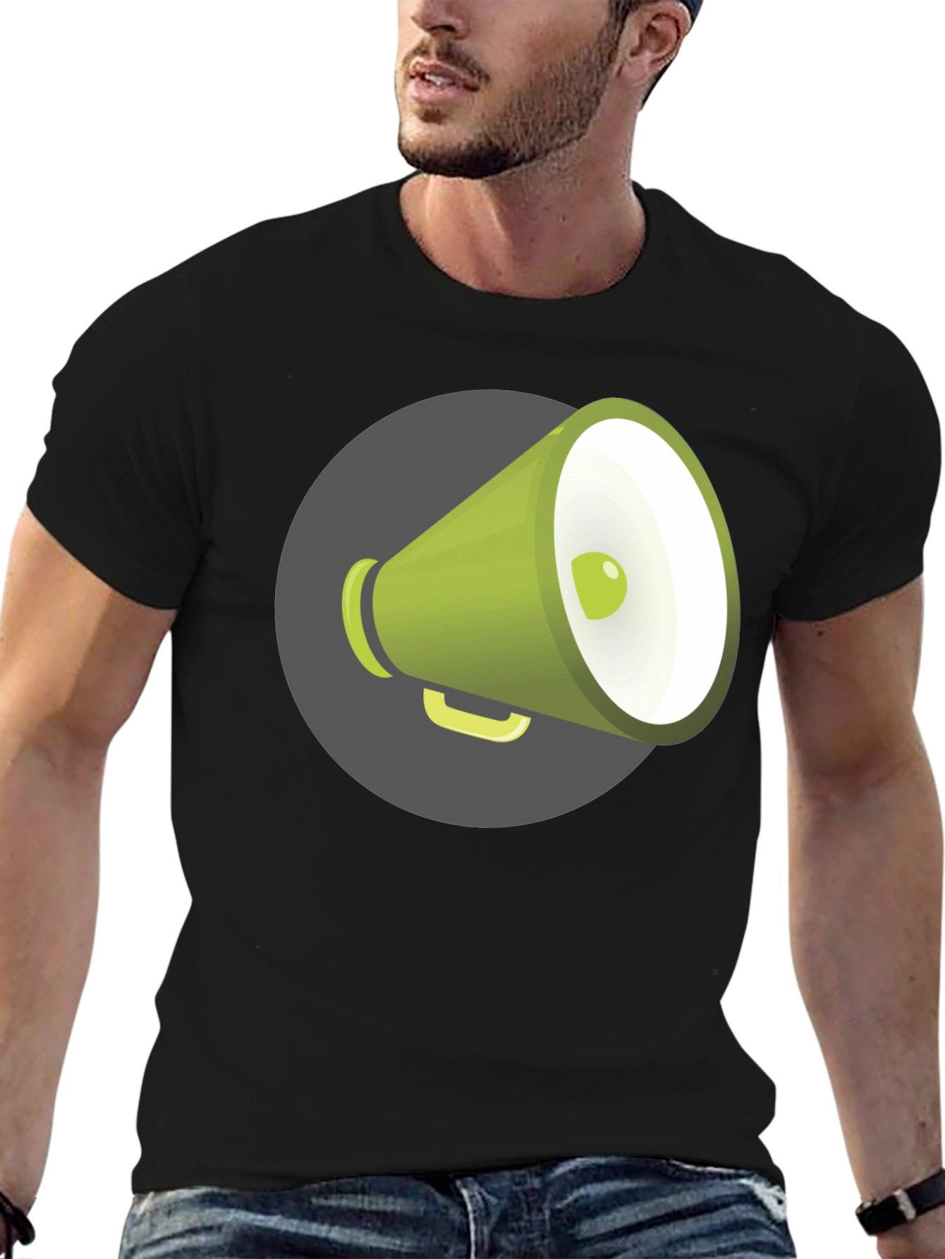 Black Megaphone Graphic Tee - Black Unisex T-Shirt view 6