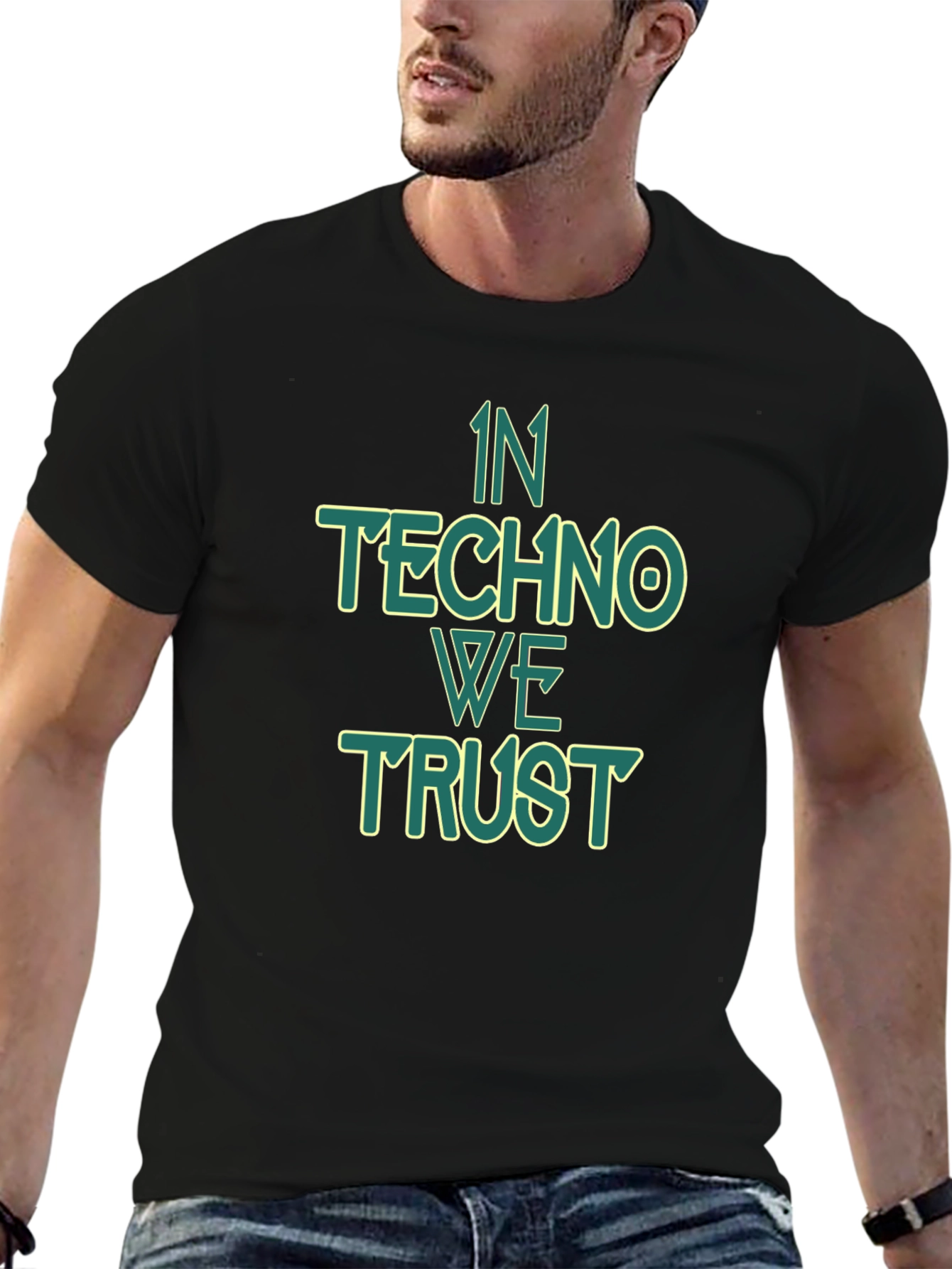 Black In Techno We Trust Graphic Tee - Black view 6