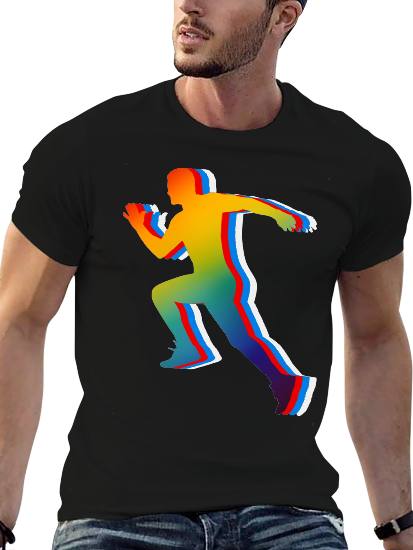 Black Runner Graphic Tee - Black Cotton Blend view 6