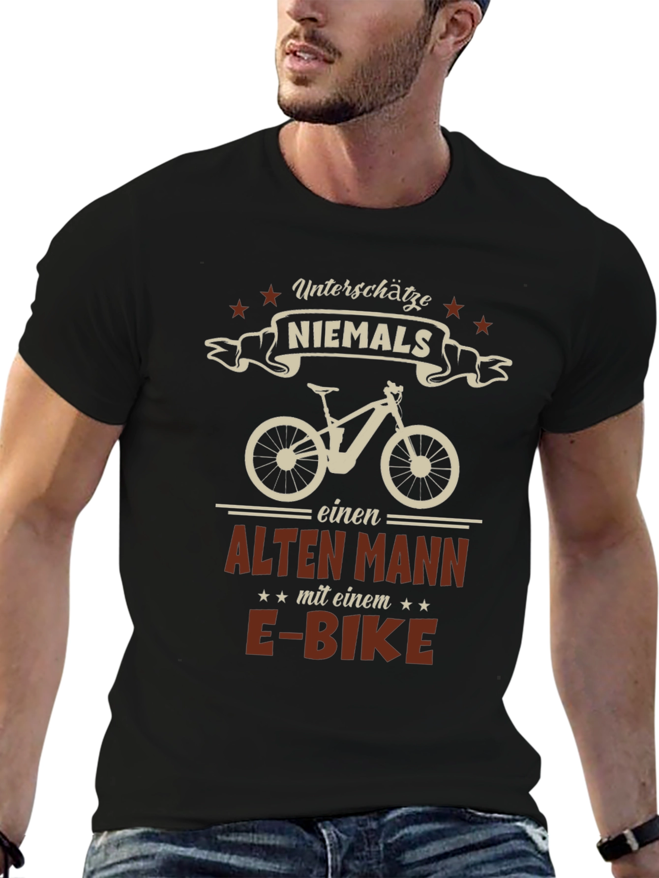 Black E-Bike Old Man Graphic Tee - Black view 6