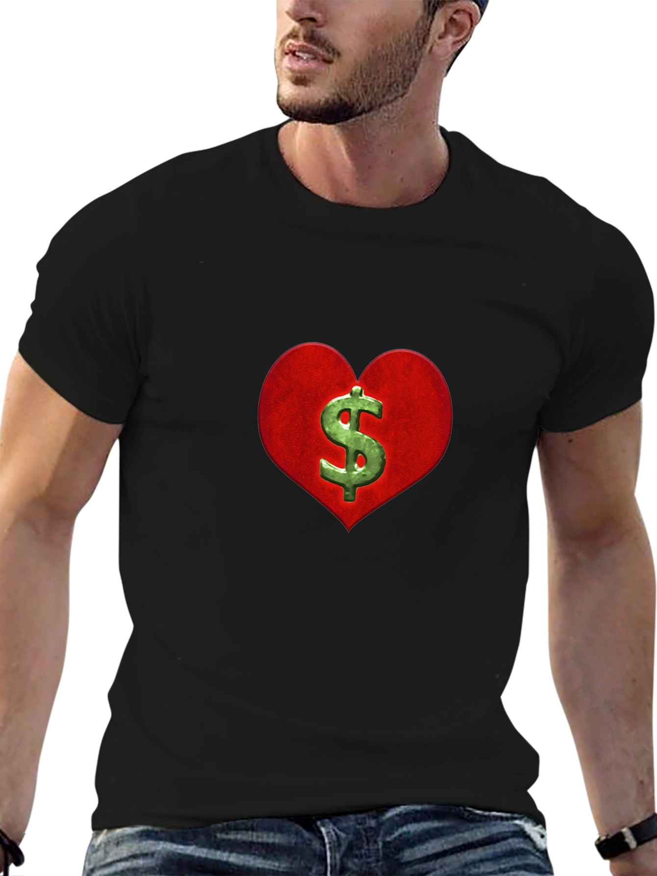 Black Heart & Money Graphic T-Shirt view 6