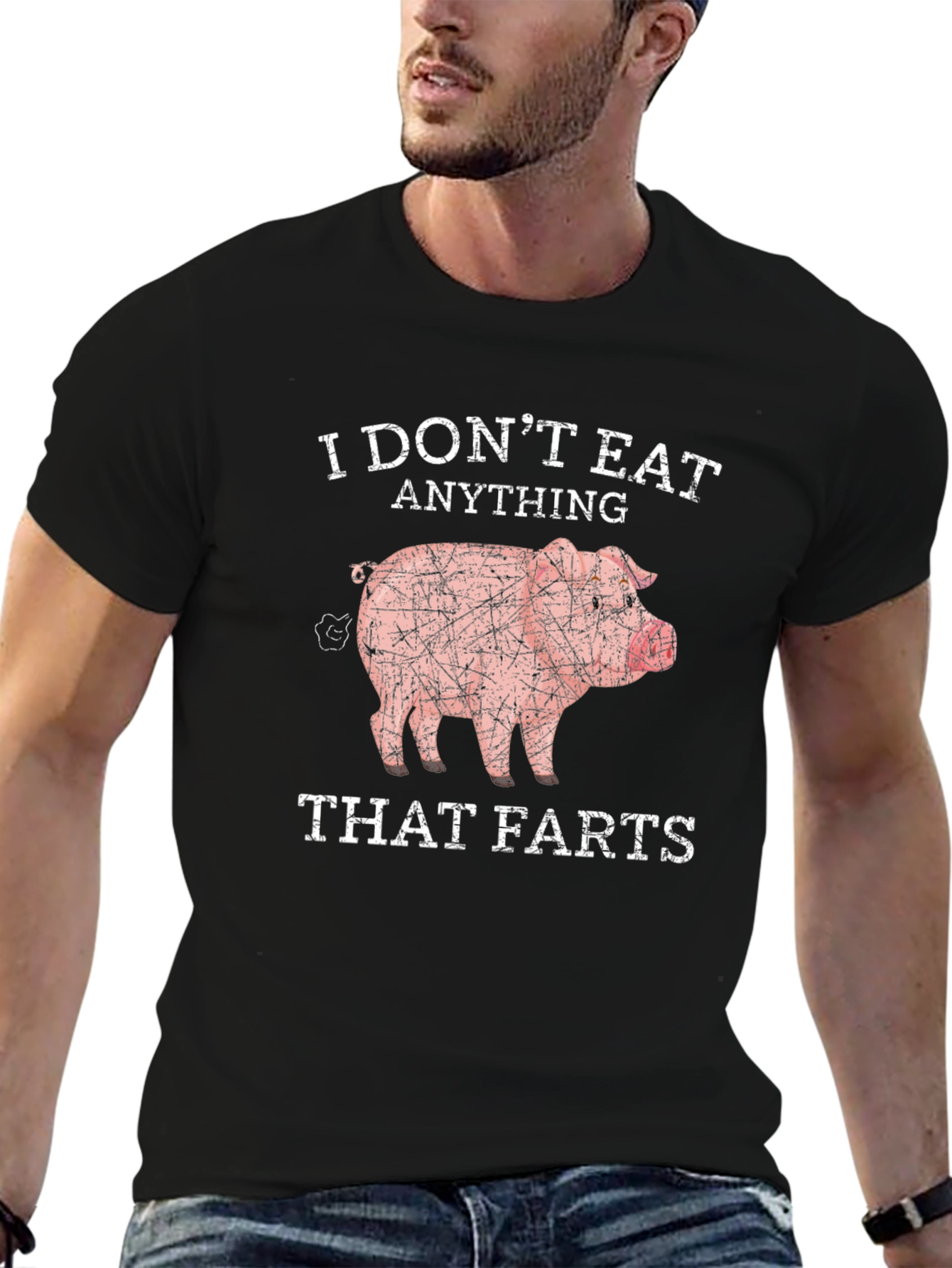Black I Don't Eat Anything That Farts T-Shirt view 6