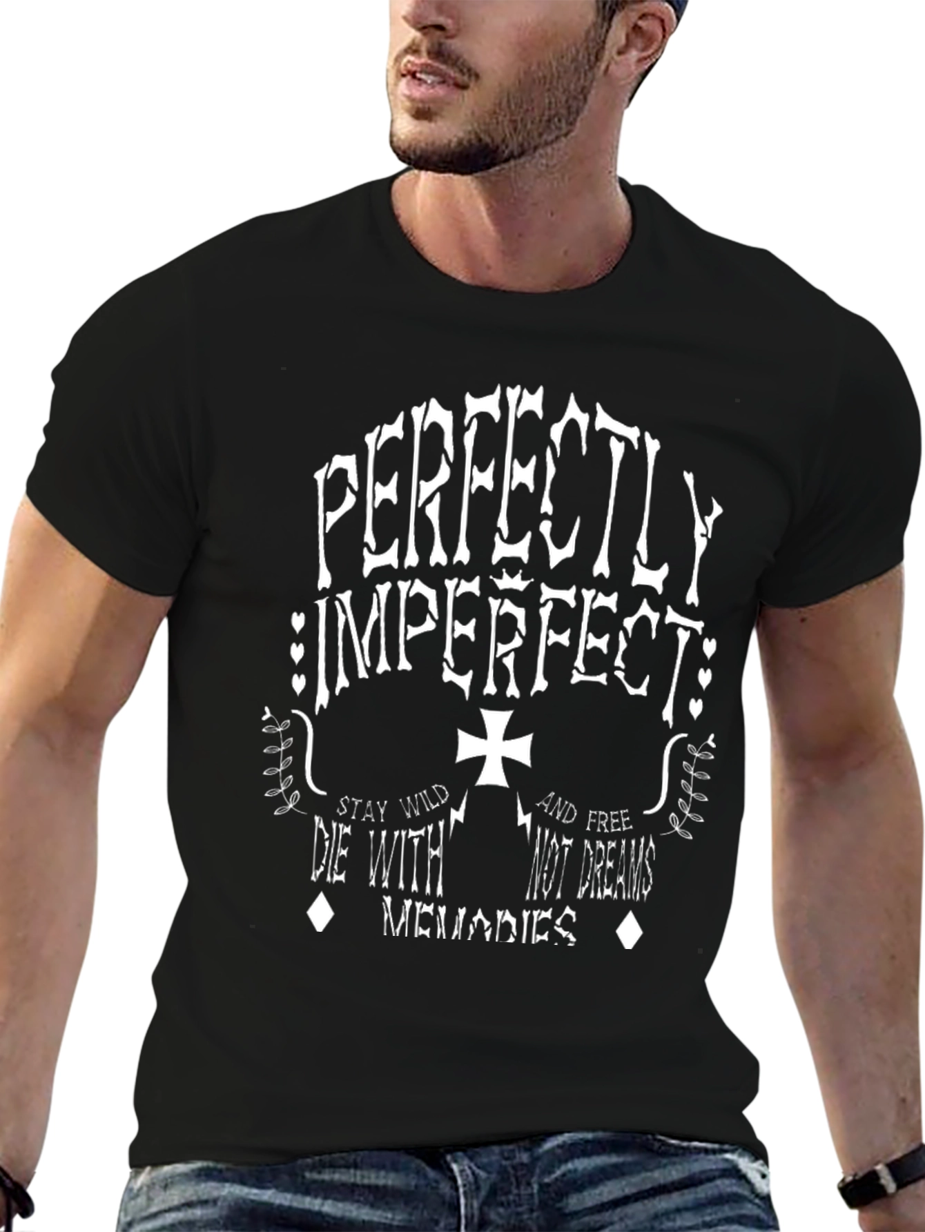 Black Perfectly Imperfect Graphic Tee - Black view 6