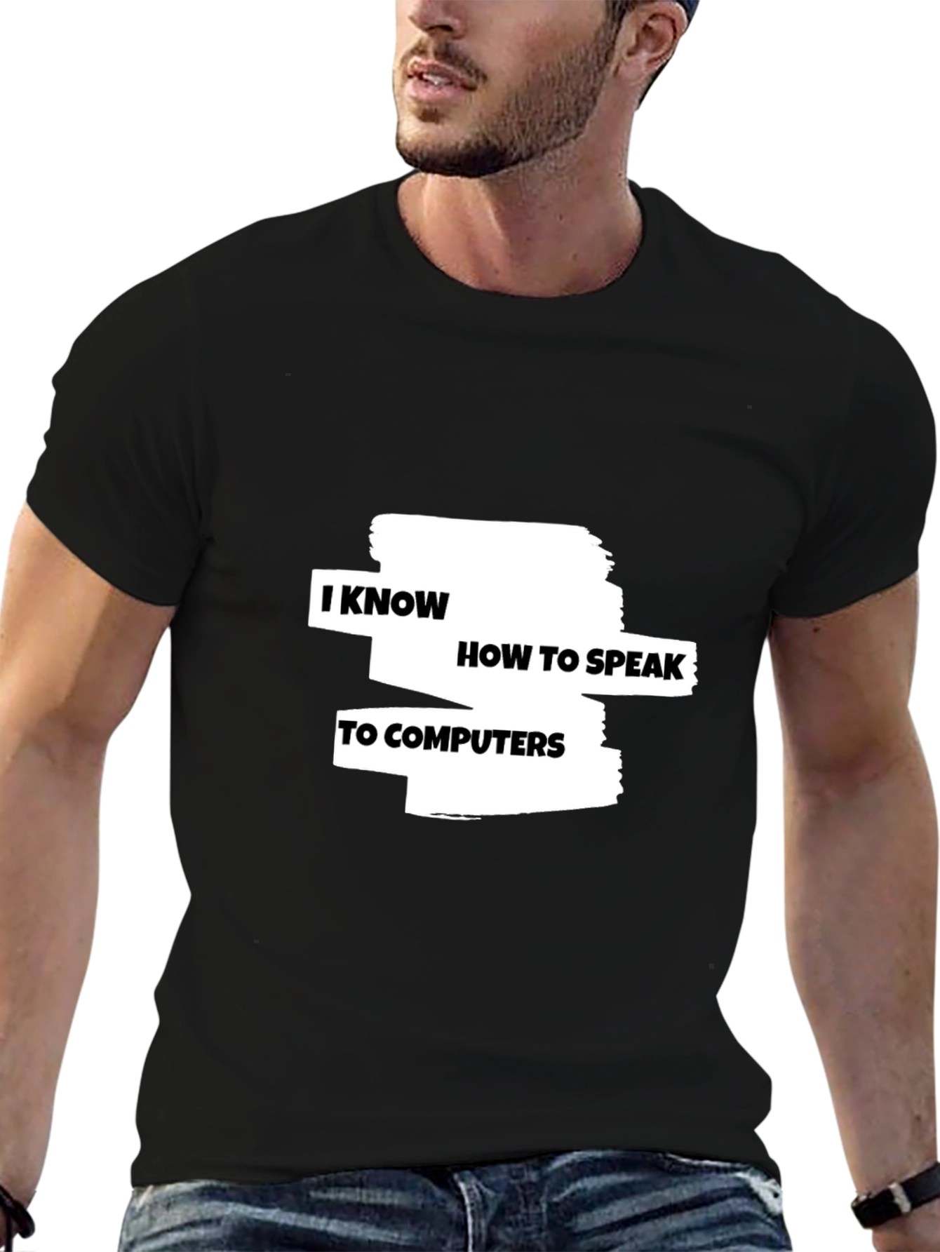 Black I Know How To Speak To Computers Graphic Tee view 6