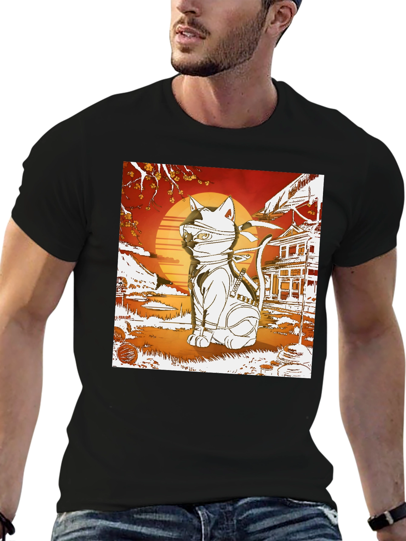 Black Ninja Cat T-Shirt - Cool Graphic Tee view 6