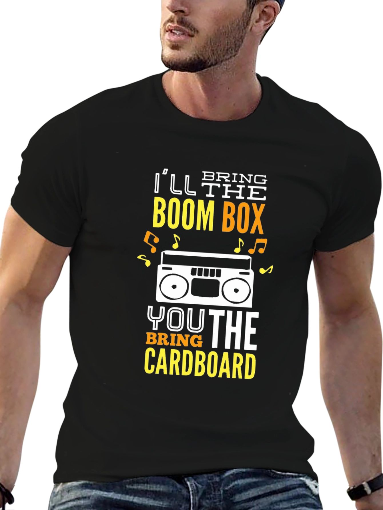 Black Boombox & Cardboard T-Shirt - Dance Party Tee view 6