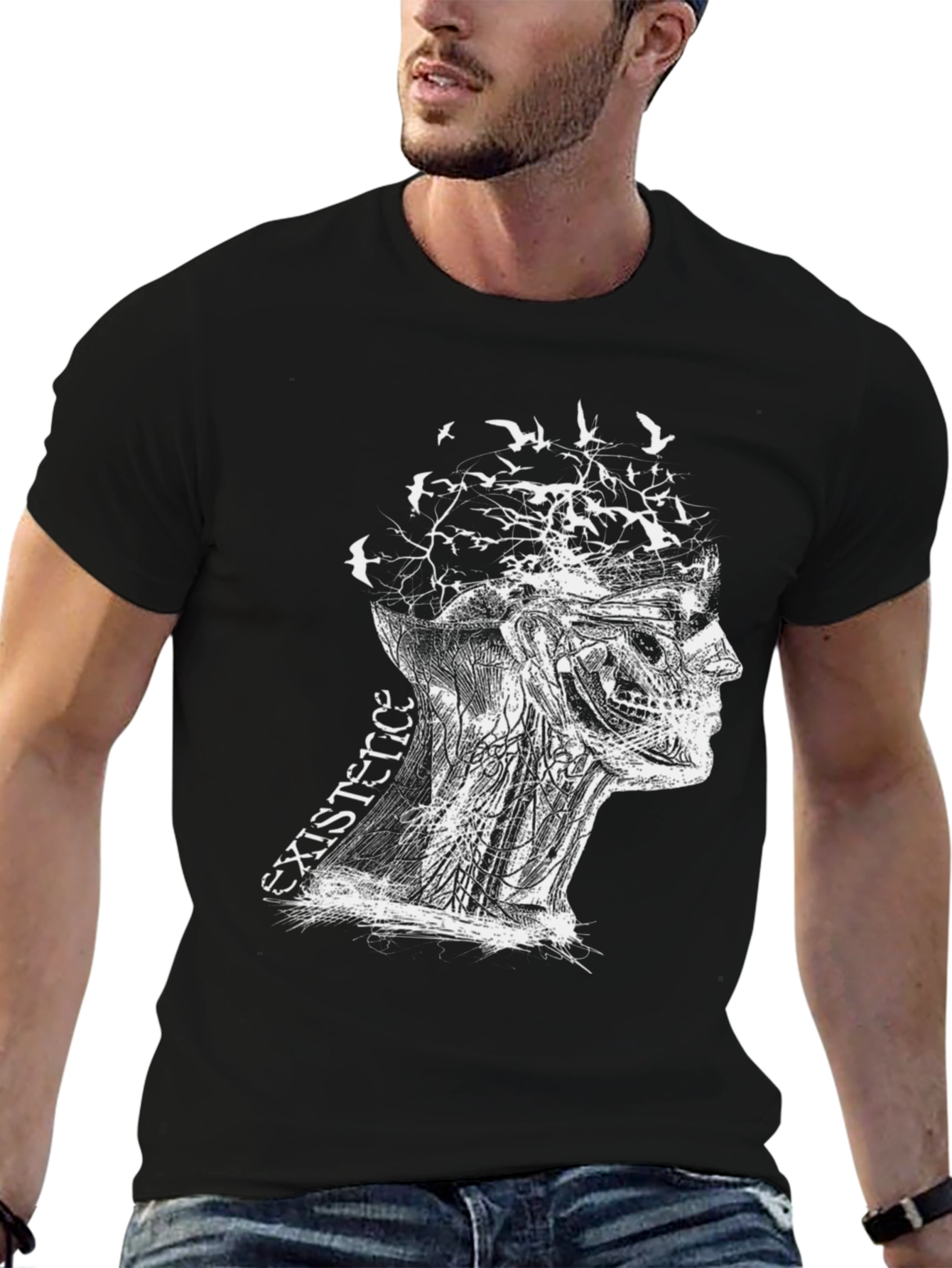 Black Existence Graphic Print Black T-Shirt view 6