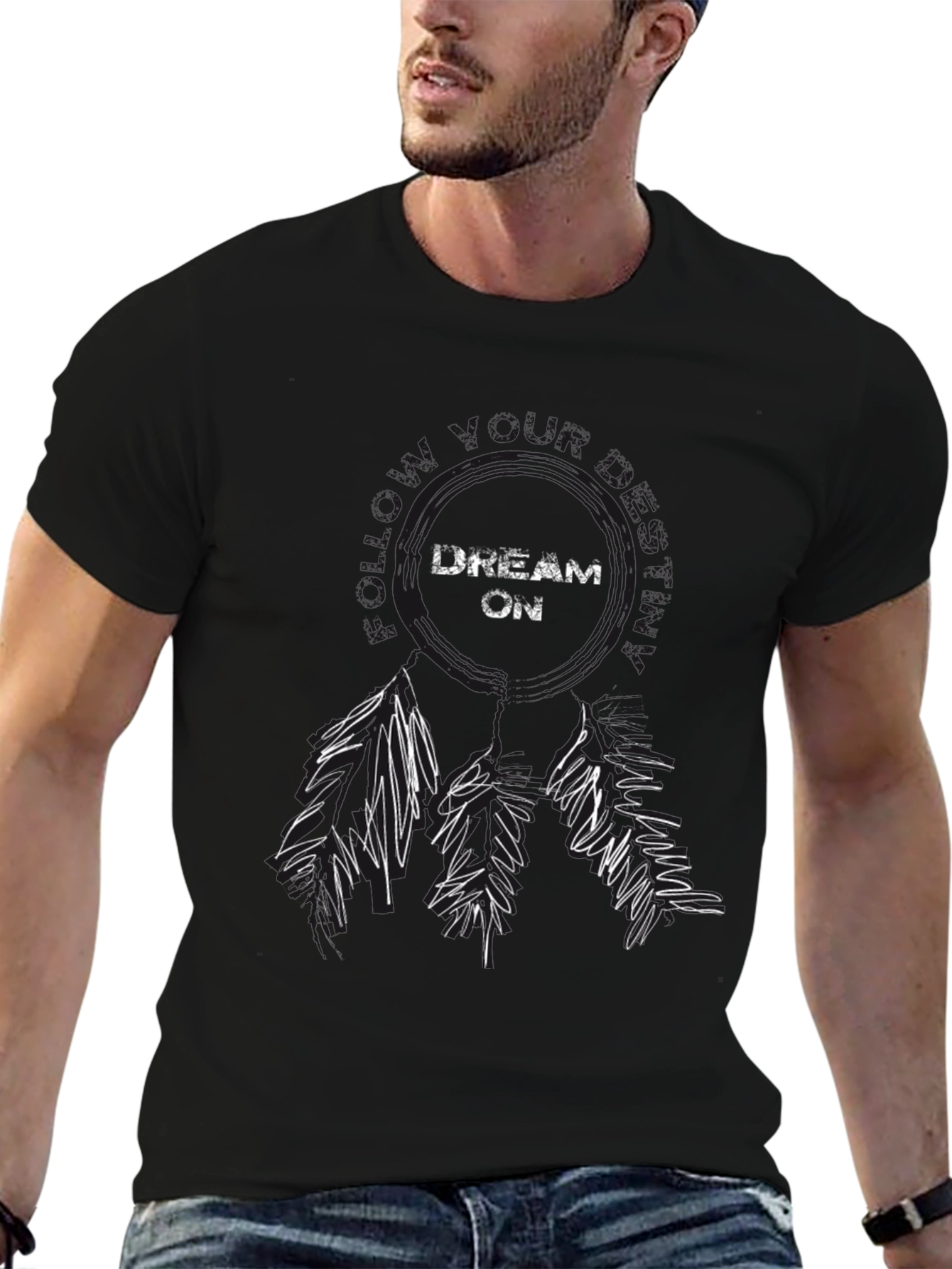 Black Dream On Graphic Tee - Black Casual Shirt view 6