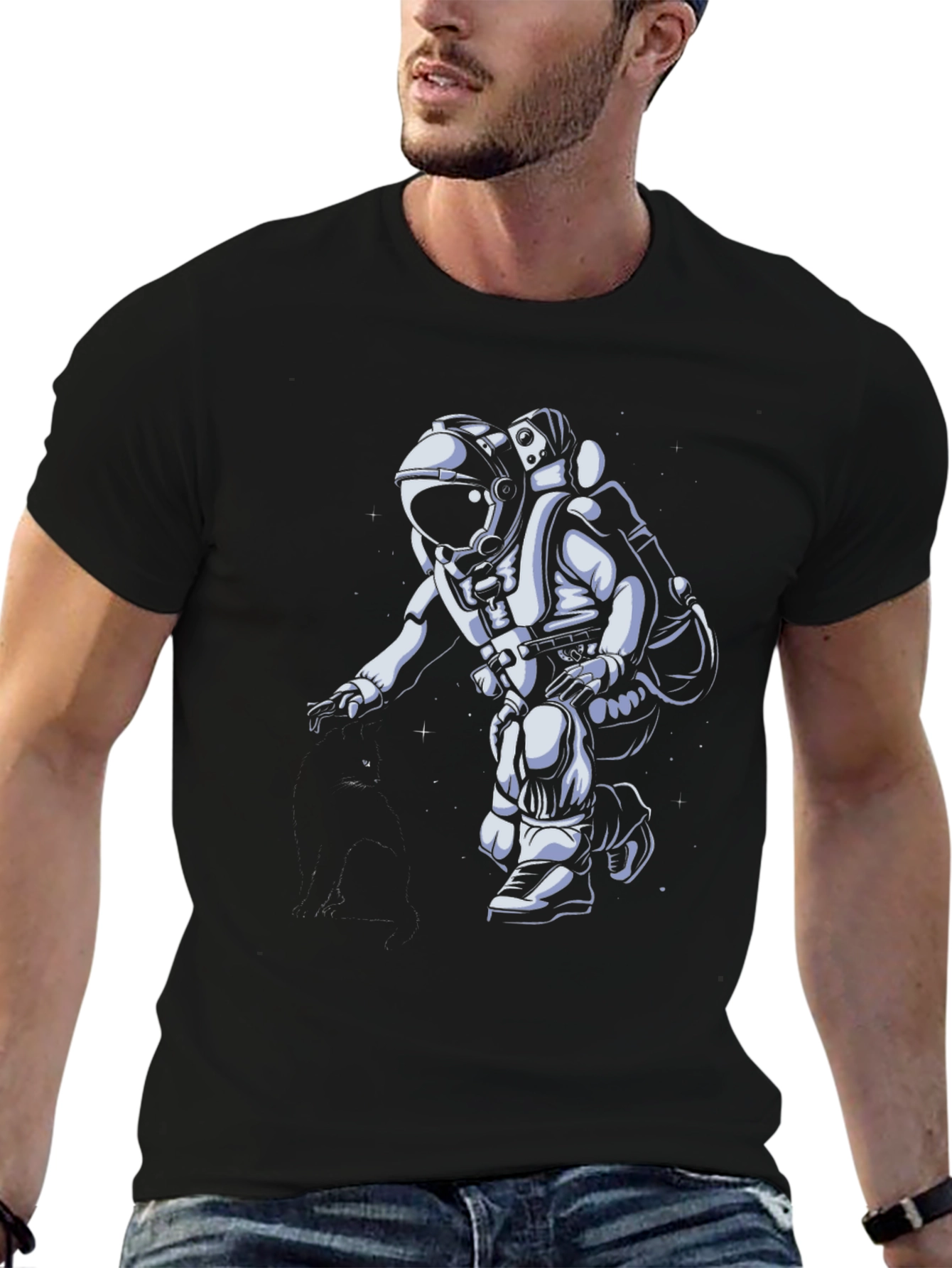 Black Astronaut Graphic Tee - Black Cotton Blend view 6