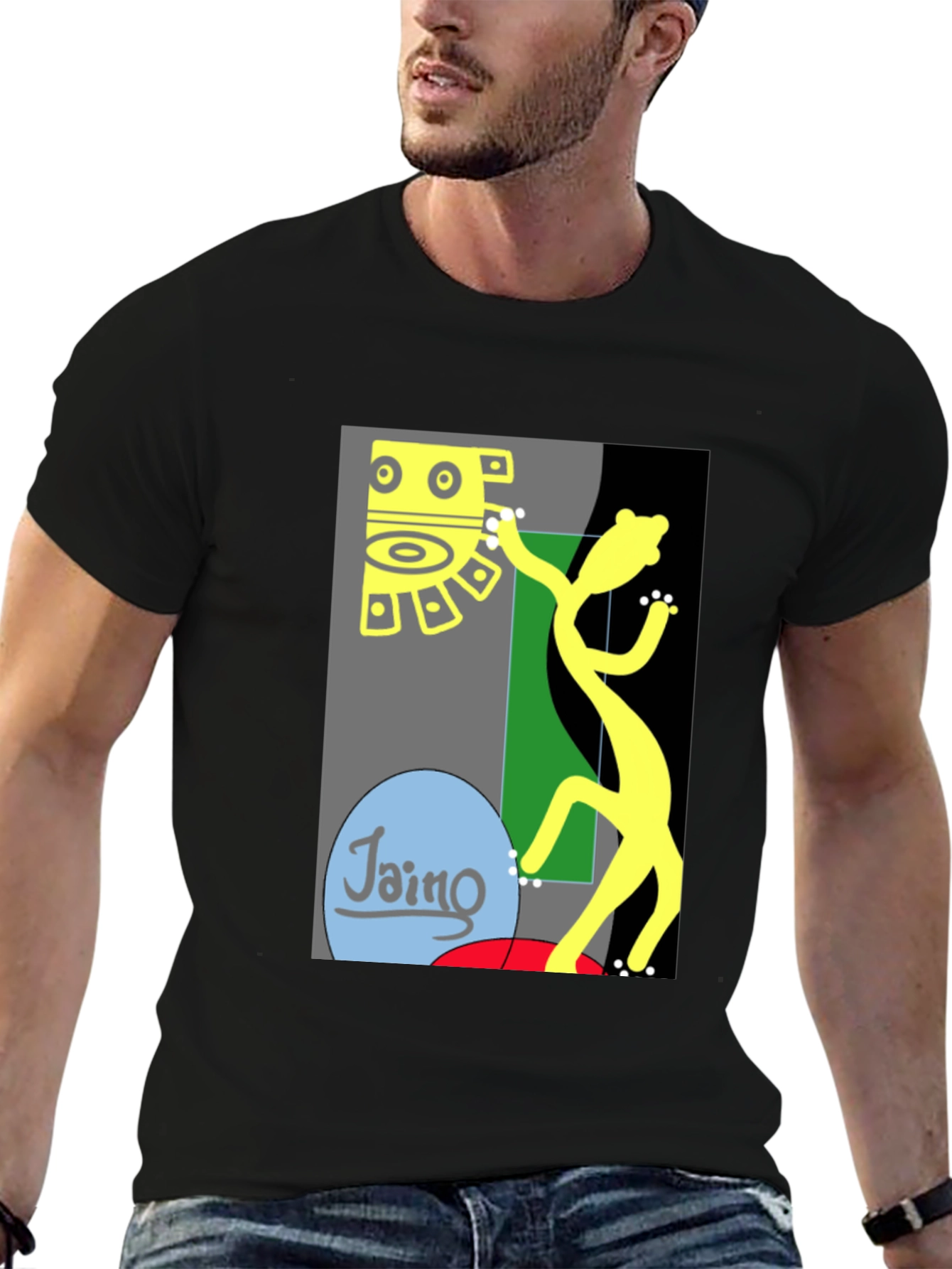 Black Abstract Art Tee - Cool Graphic Design T-Shirt view 6