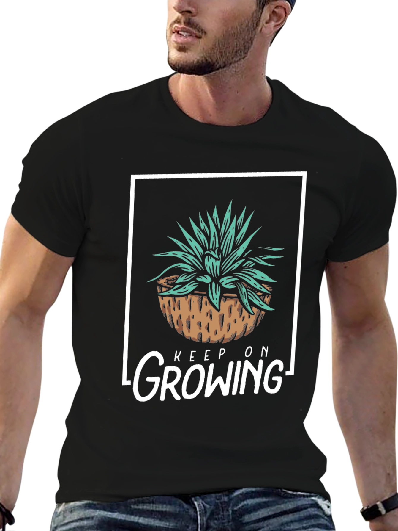 Black Keep On Growing T-Shirt - Black Graphic Tee view 6