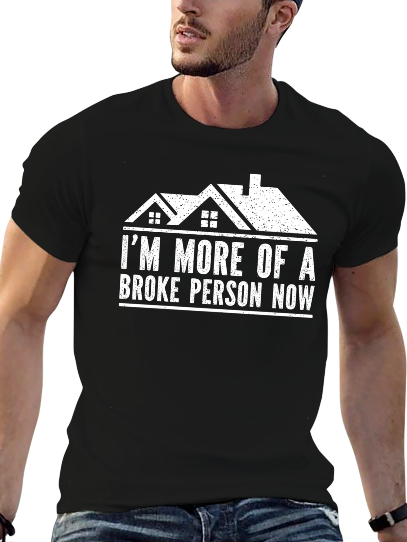 Black Broke Person Now T-Shirt - Humorous Real Estate Tee view 6
