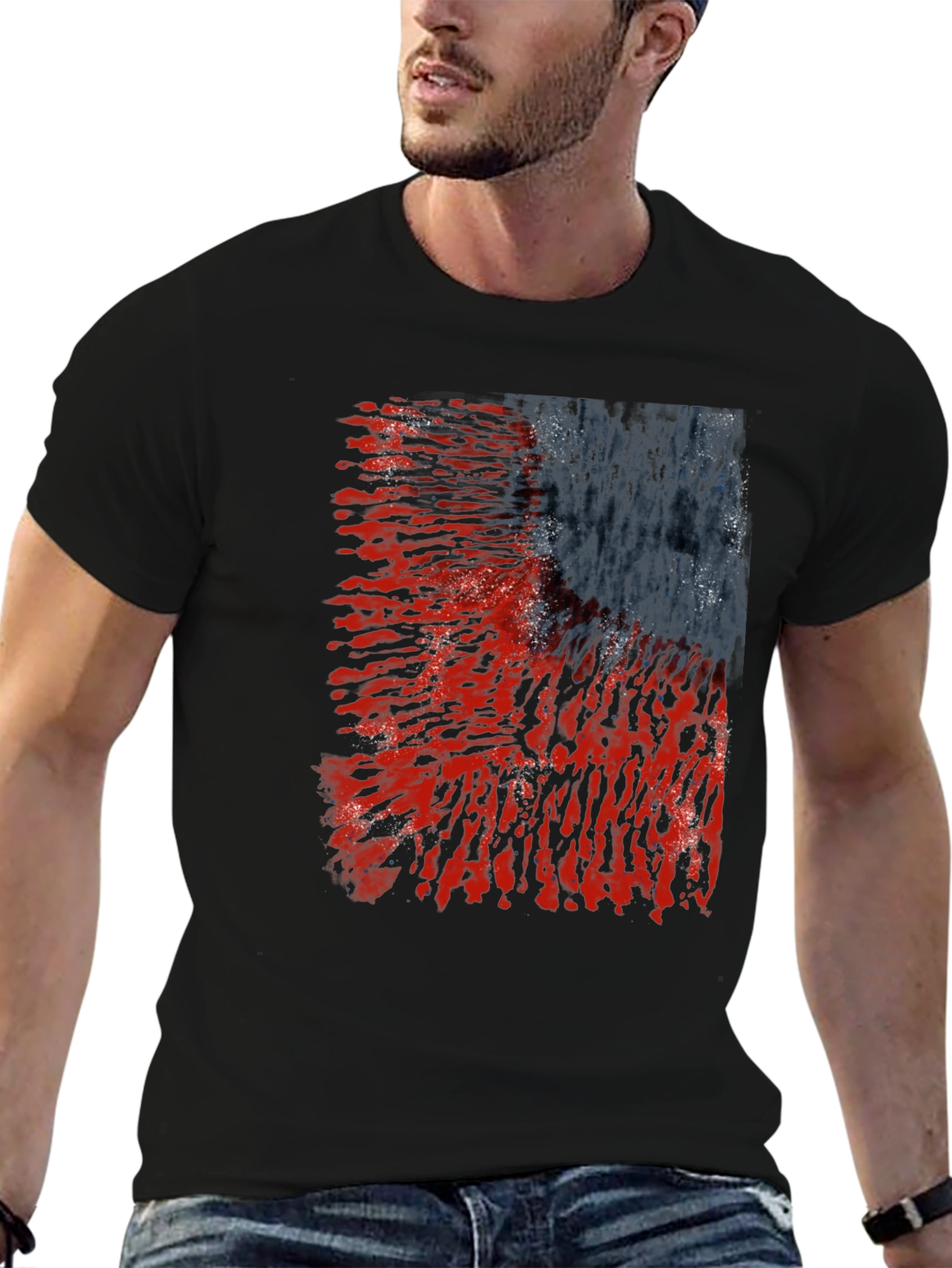 Black Abstract Graphic Black T-Shirt view 6