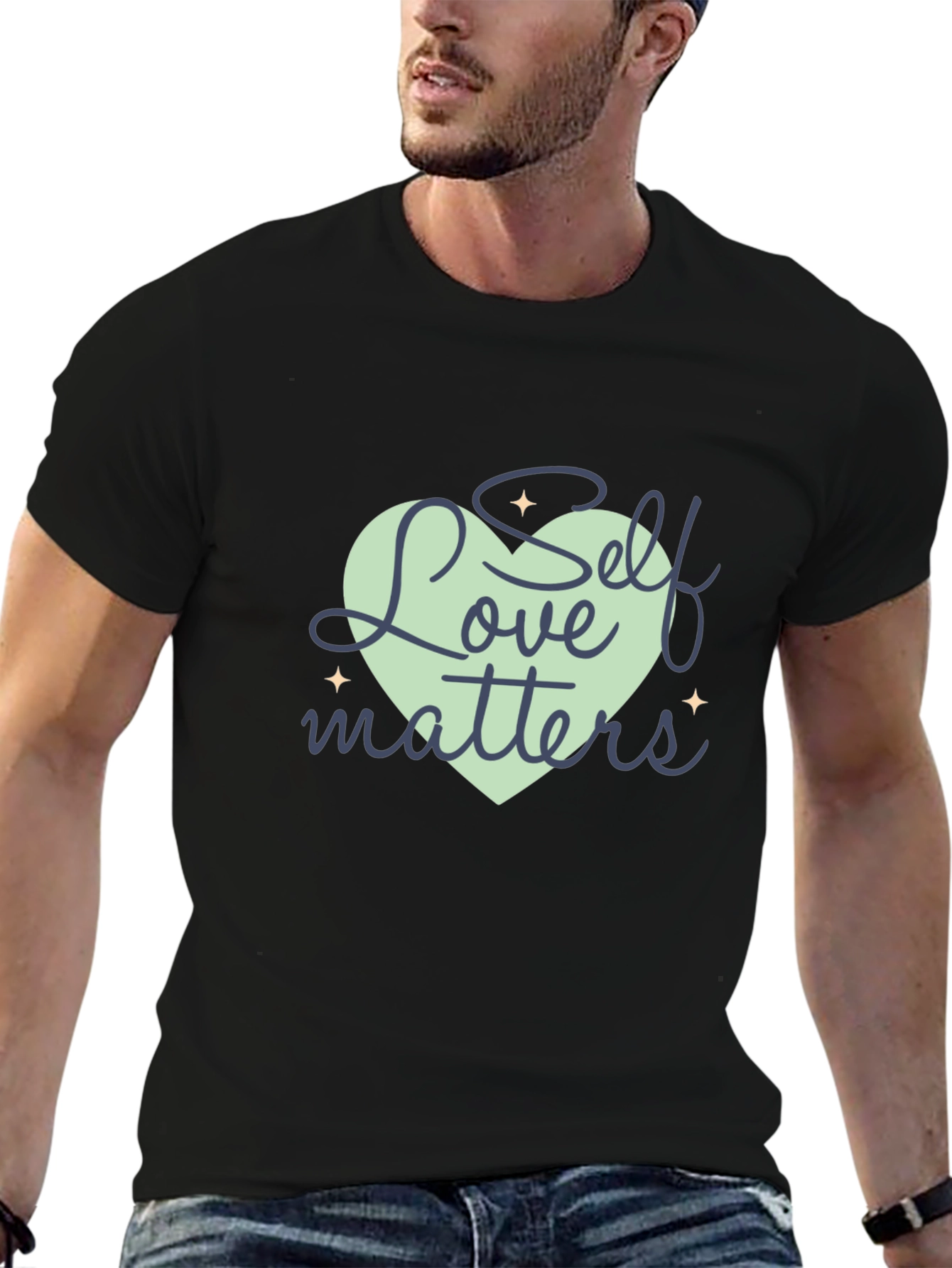 Black Self Love Matters Graphic Tee - Stylish Unisex T-Shirt view 6