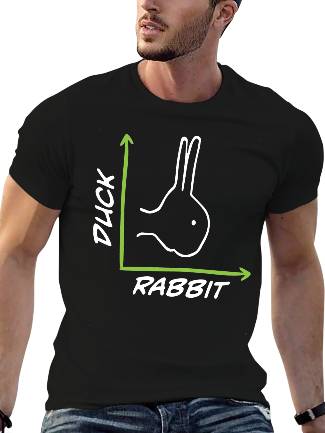 Black Duck or Rabbit? Optical Illusion Graphic Tee view 6