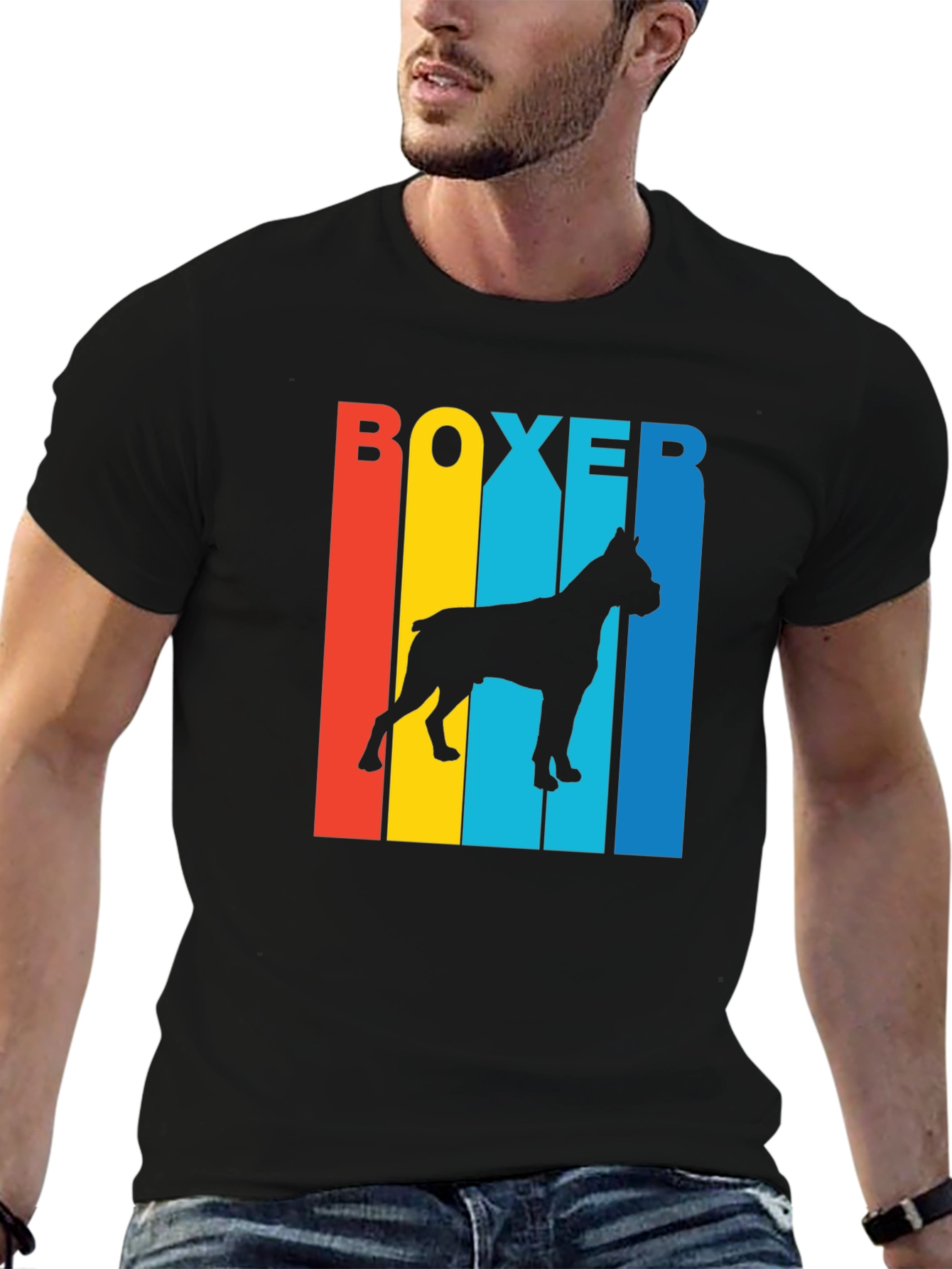 Black Boxer Dog Silhouette Graphic Tee view 6