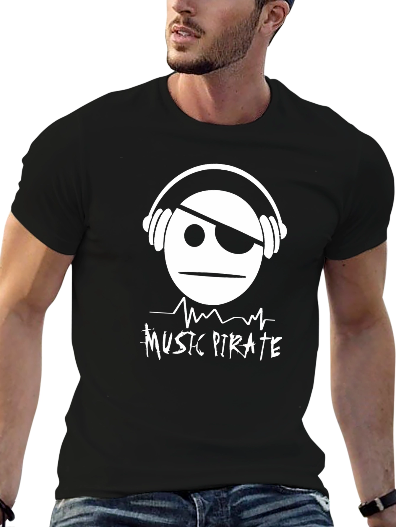 Black Music Pirate Black Graphic T-Shirt view 6