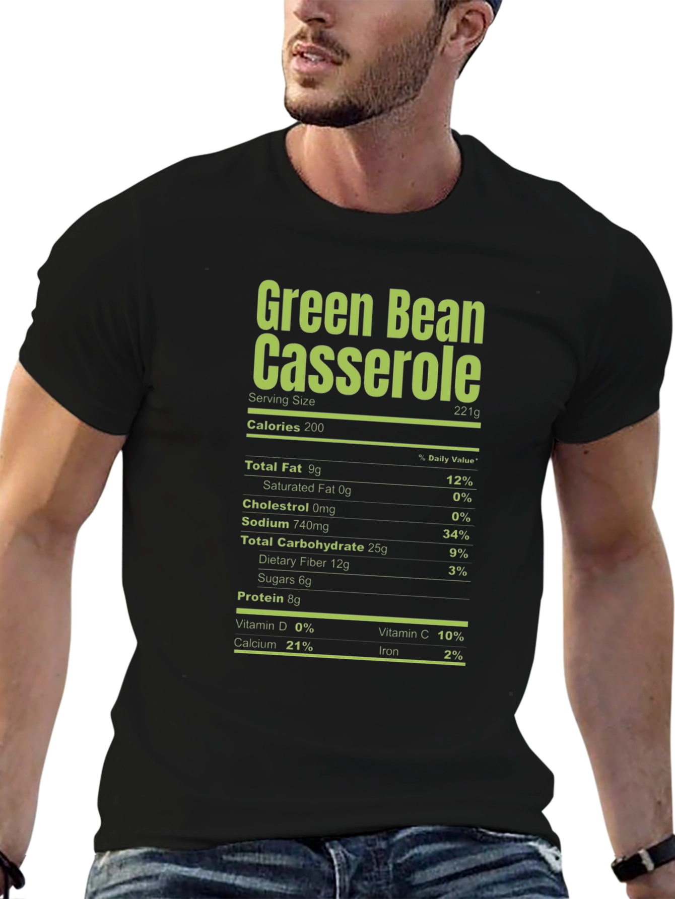 Green Bean Casserole Nutrition Facts Graphic T-Shirt - 6