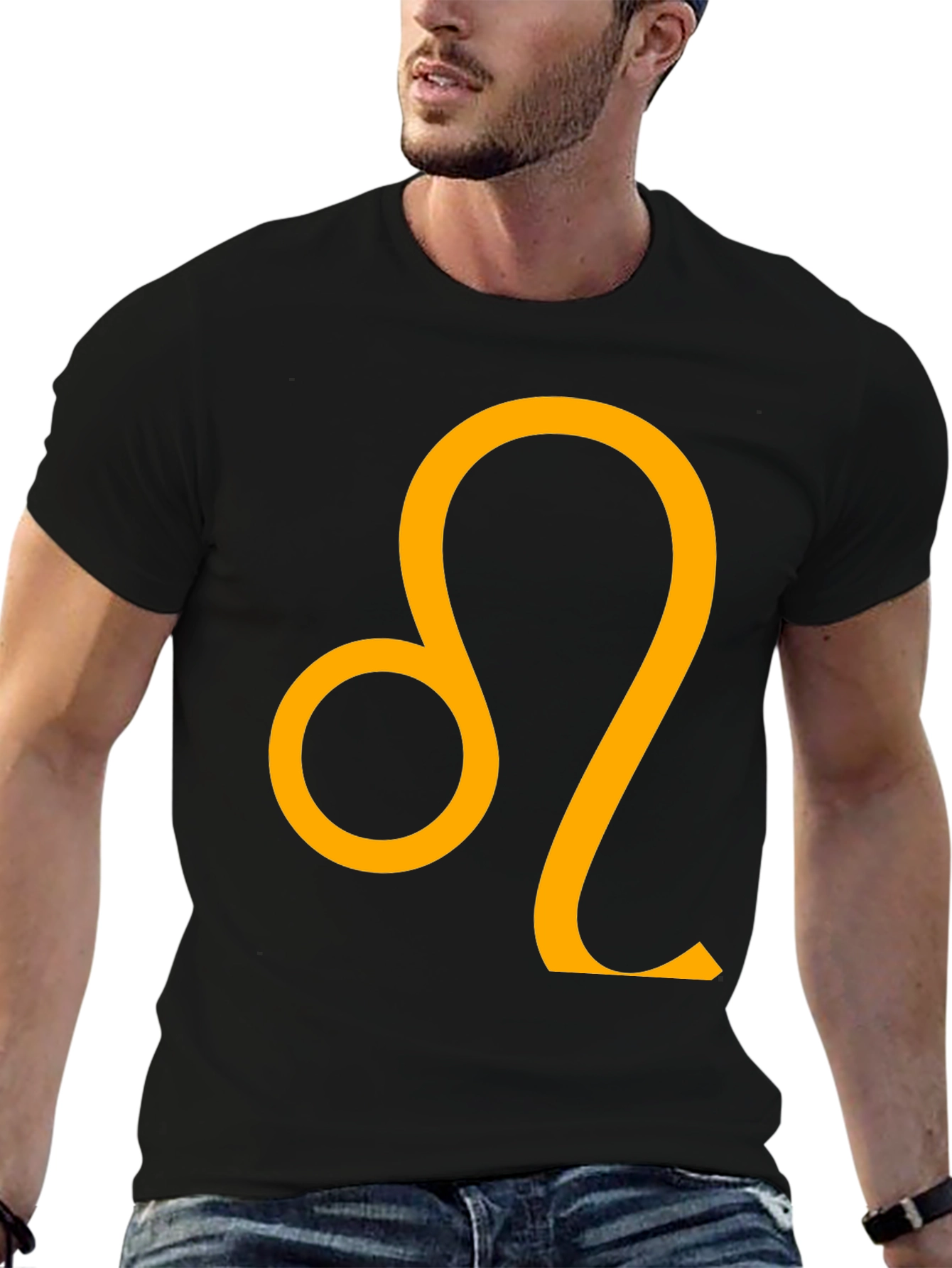 Black Leo Zodiac Sign Black T-Shirt view 6