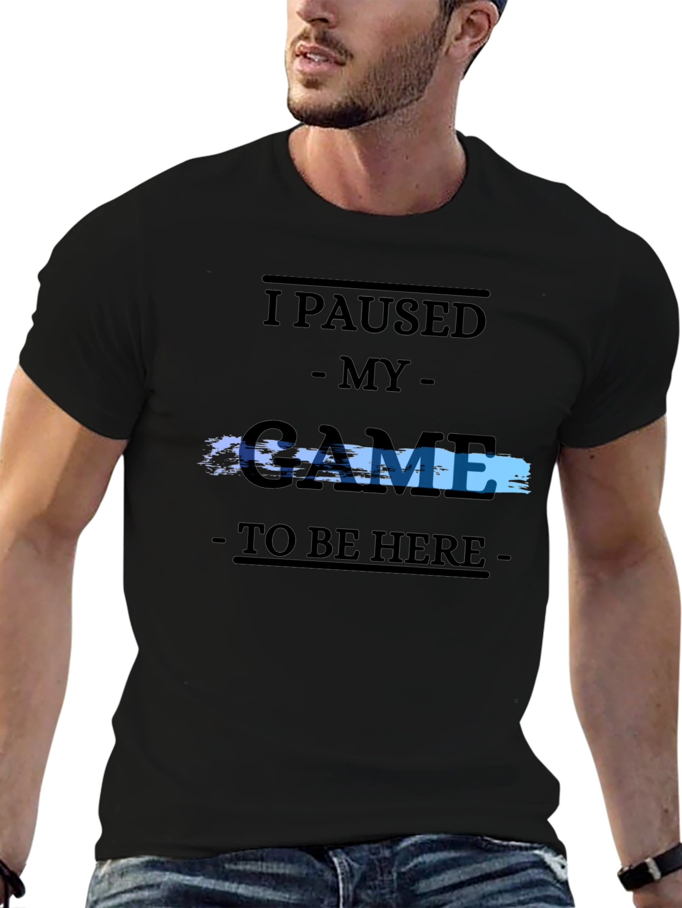 Black Gamer Tee: "I Paused My Game" view 6
