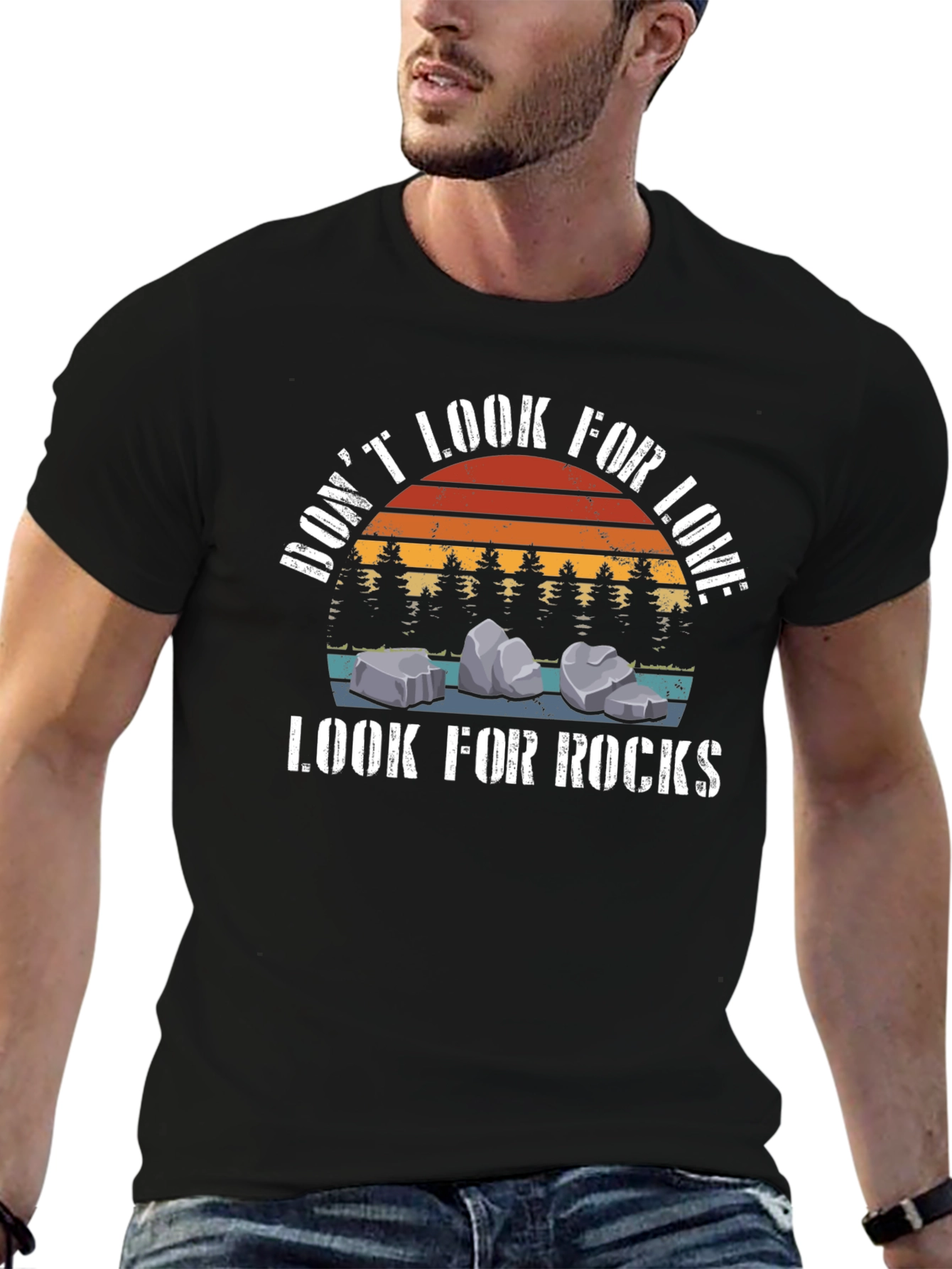 Black Don't Look for Love, Look for Rocks T-Shirt view 6