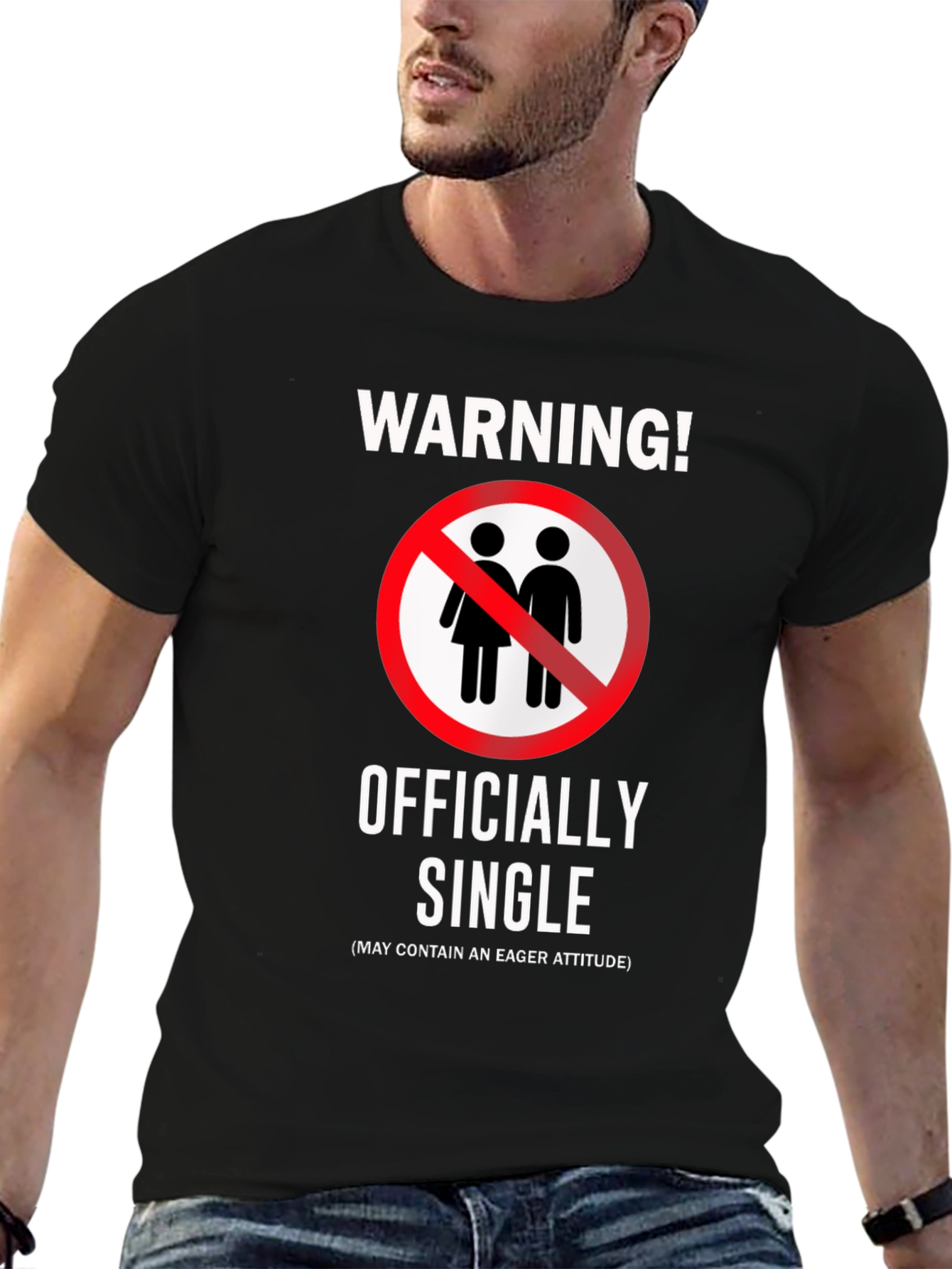 Black Officially Single Funny Novelty Graphic T-Shirt view 6
