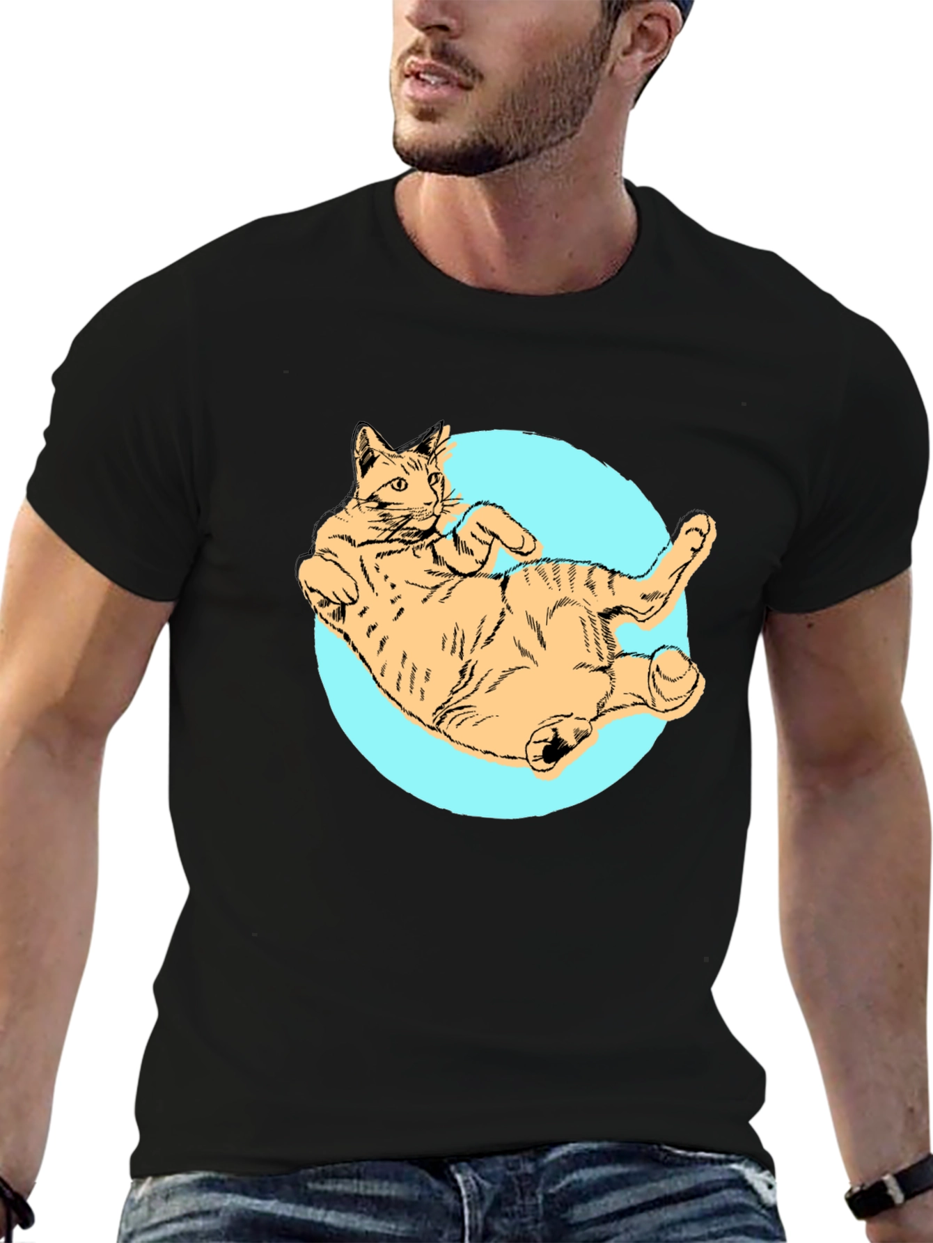 Black Cat Graphic Tee - Men's Black T-Shirt view 6