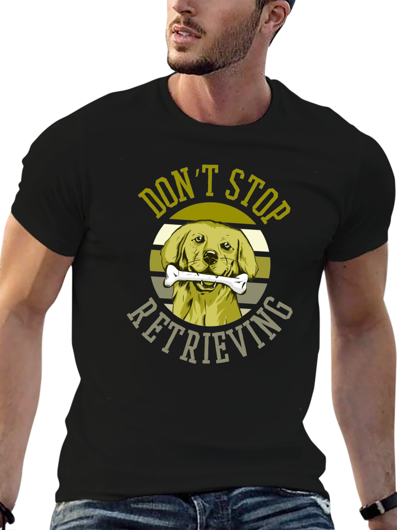 Black Don't Stop Retrieving Dog Graphic T-Shirt view 6