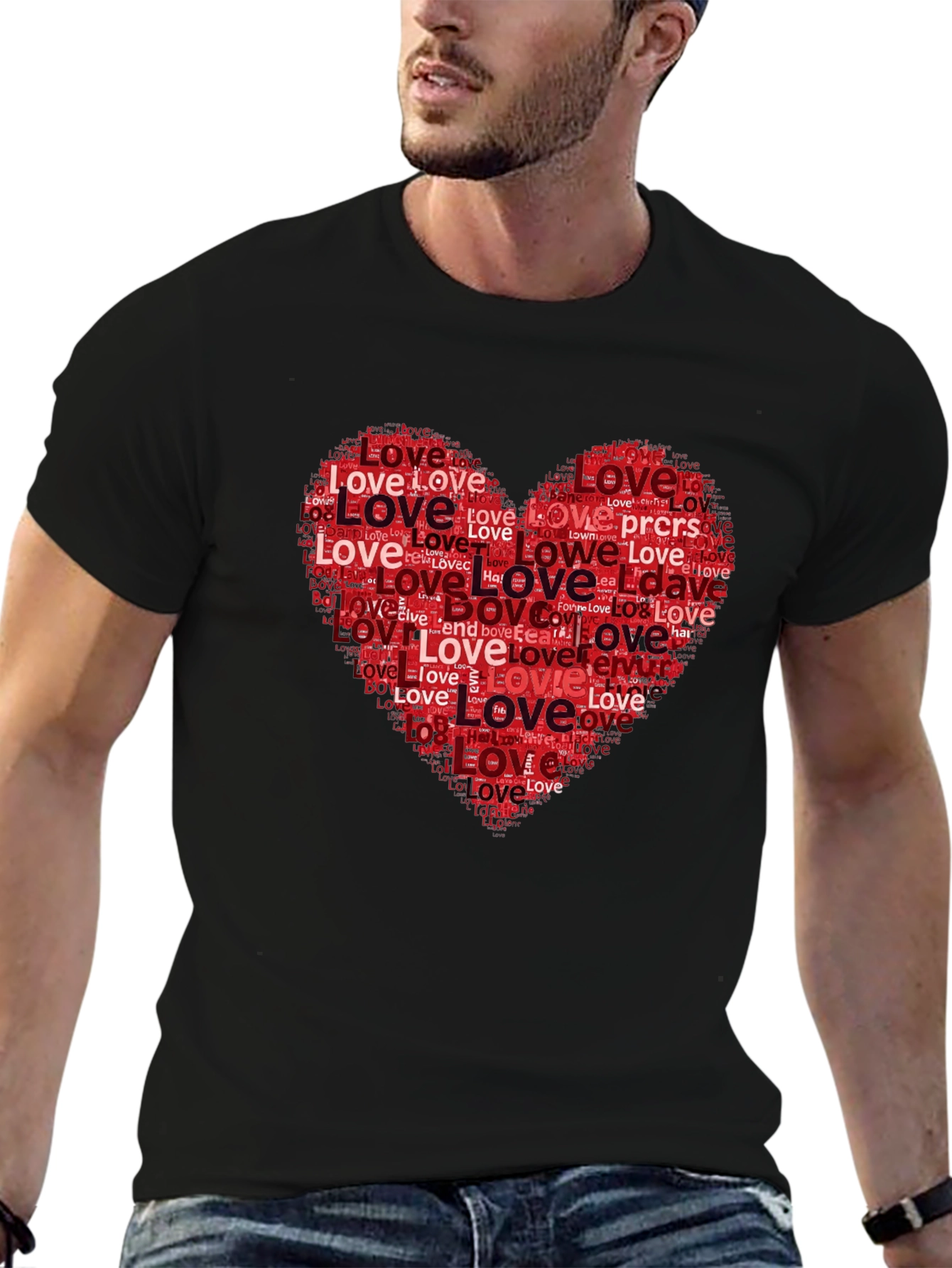 Black Love Heart Word Art Graphic Tee view 6