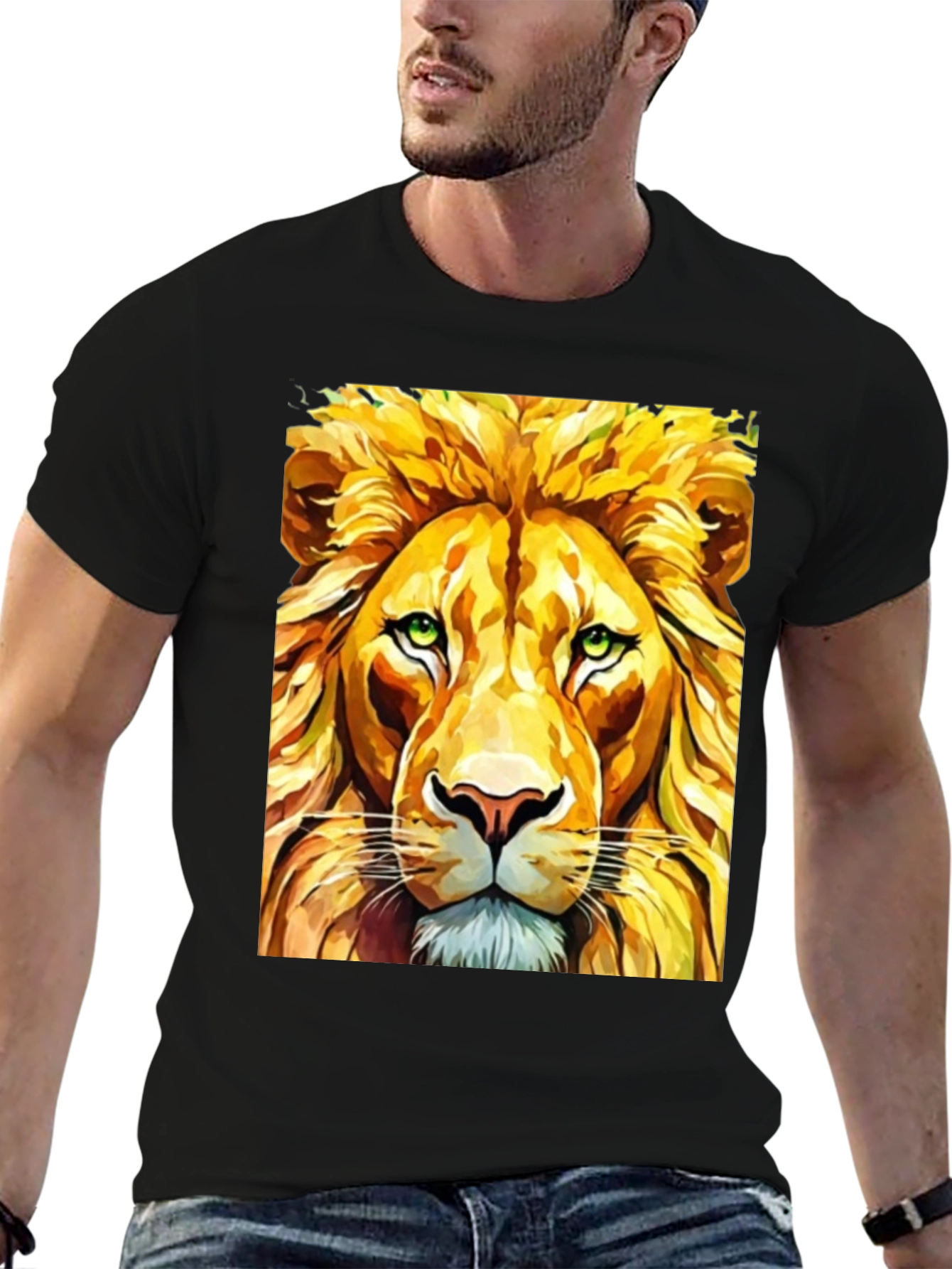 Black Lion Graphic T-Shirt - Bold Animal Print Tee view 6