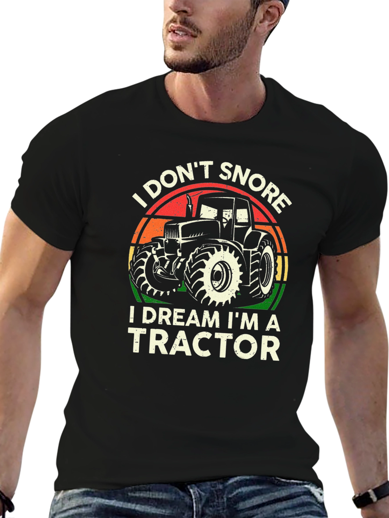 Black I Don't Snore, I Dream I'm A Tractor T-Shirt view 6
