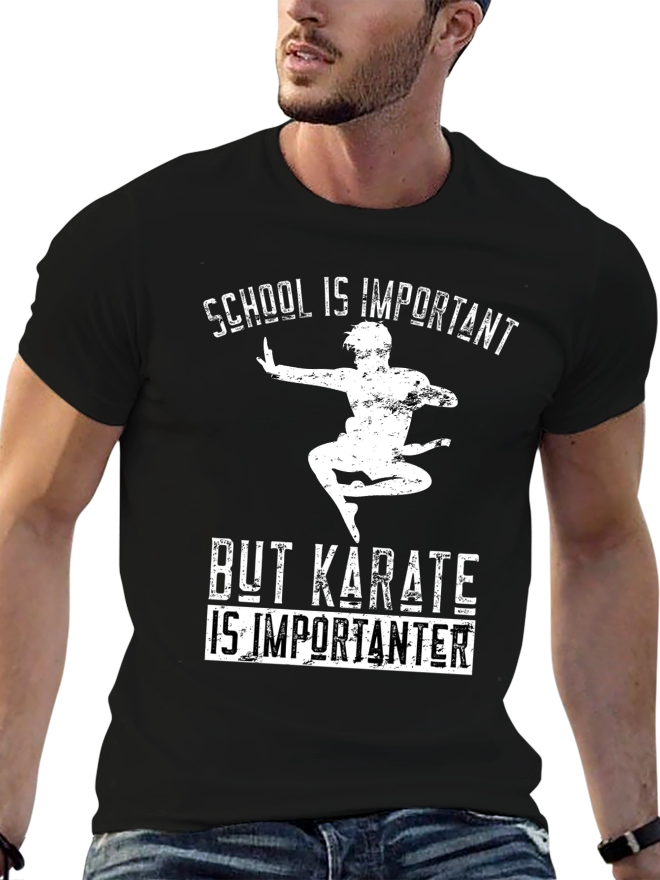 Black Karate Is Importanter T-Shirt - School Humor Tee view 6