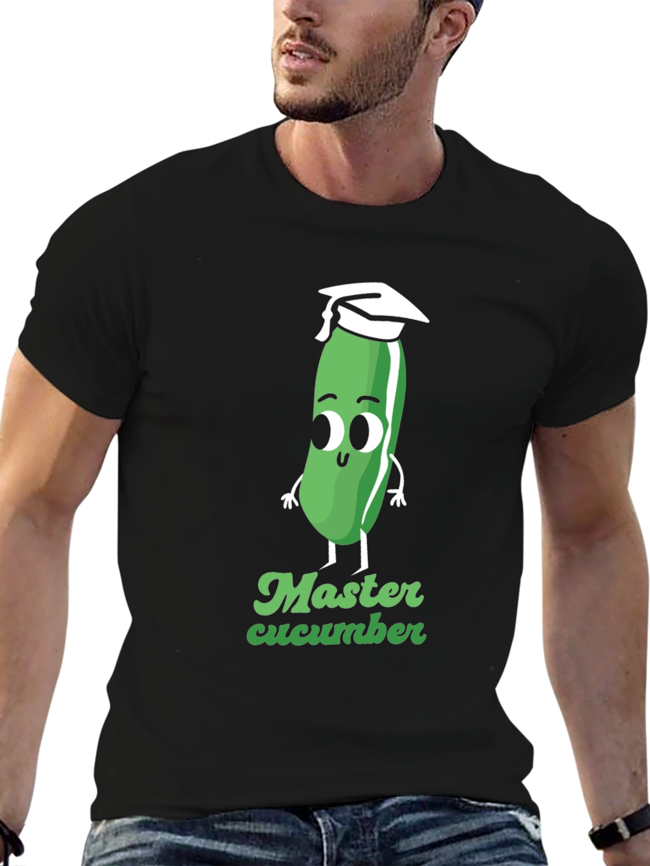 Black Master Cucumber Graphic Tee - Black Cotton T-Shirt view 6