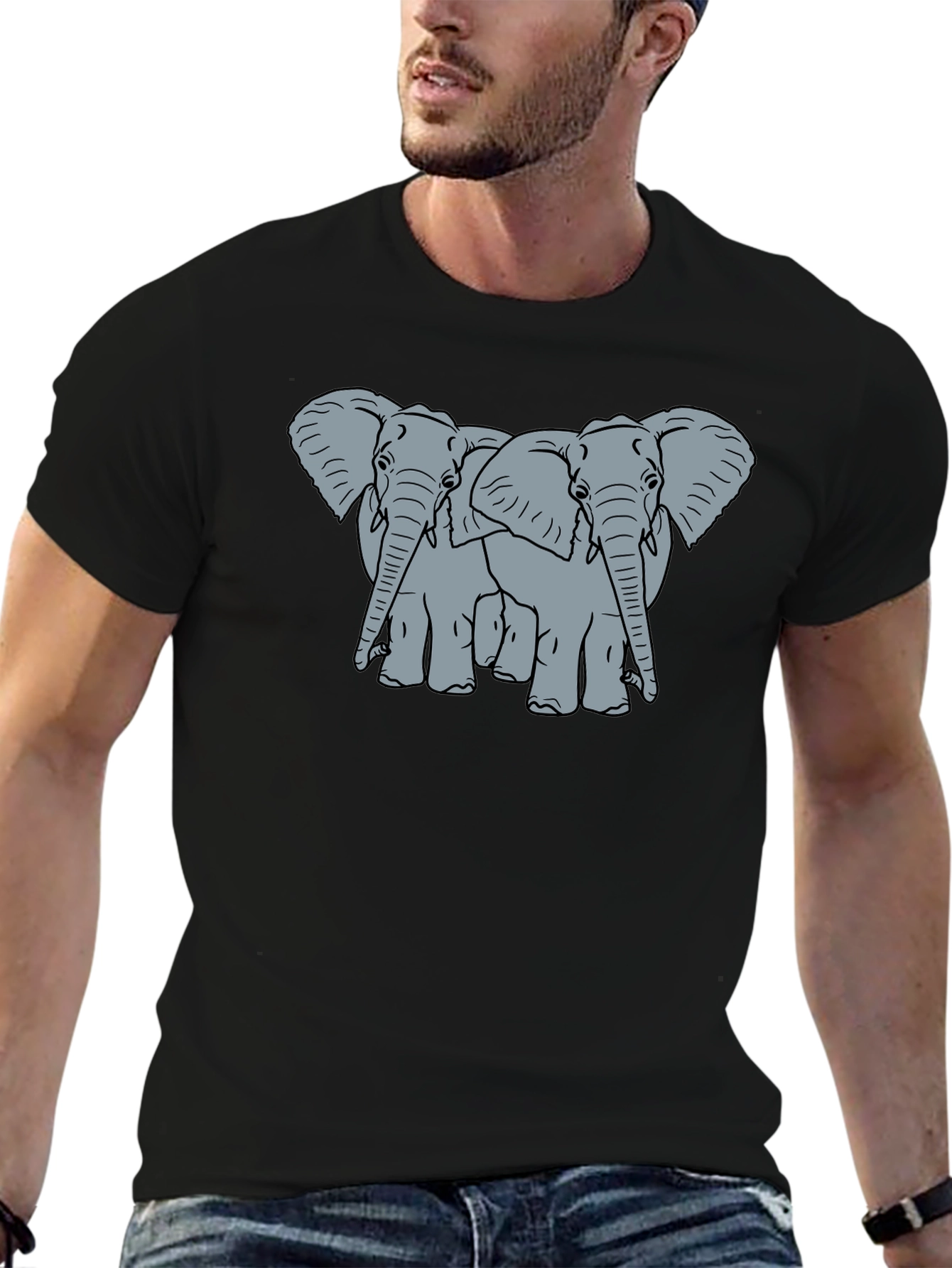Black Elephant Graphic Tee - Black Cotton Blend view 6