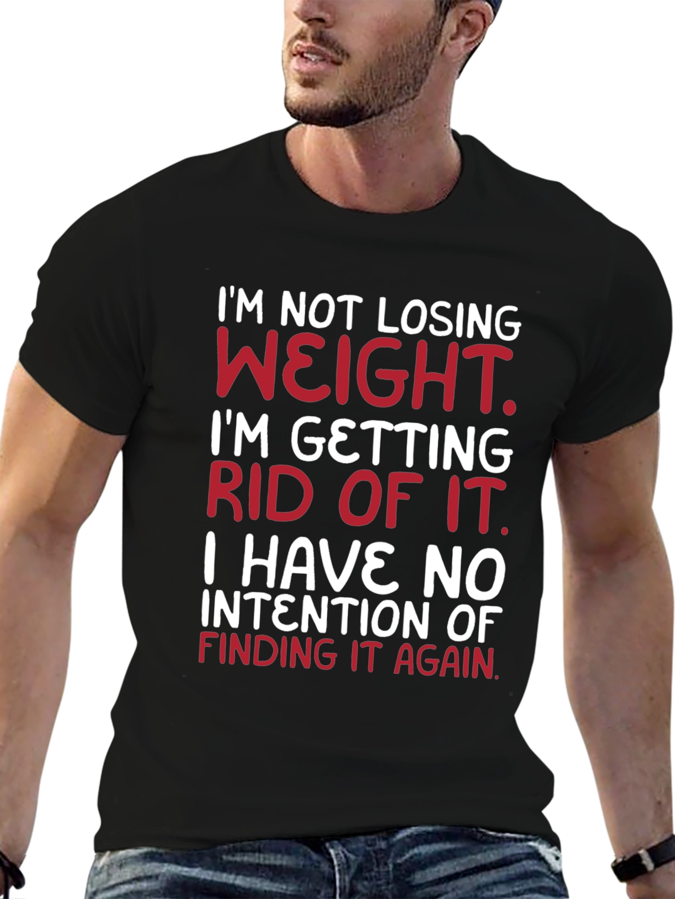 Black Humorous Weight Loss Goal T-Shirt view 6