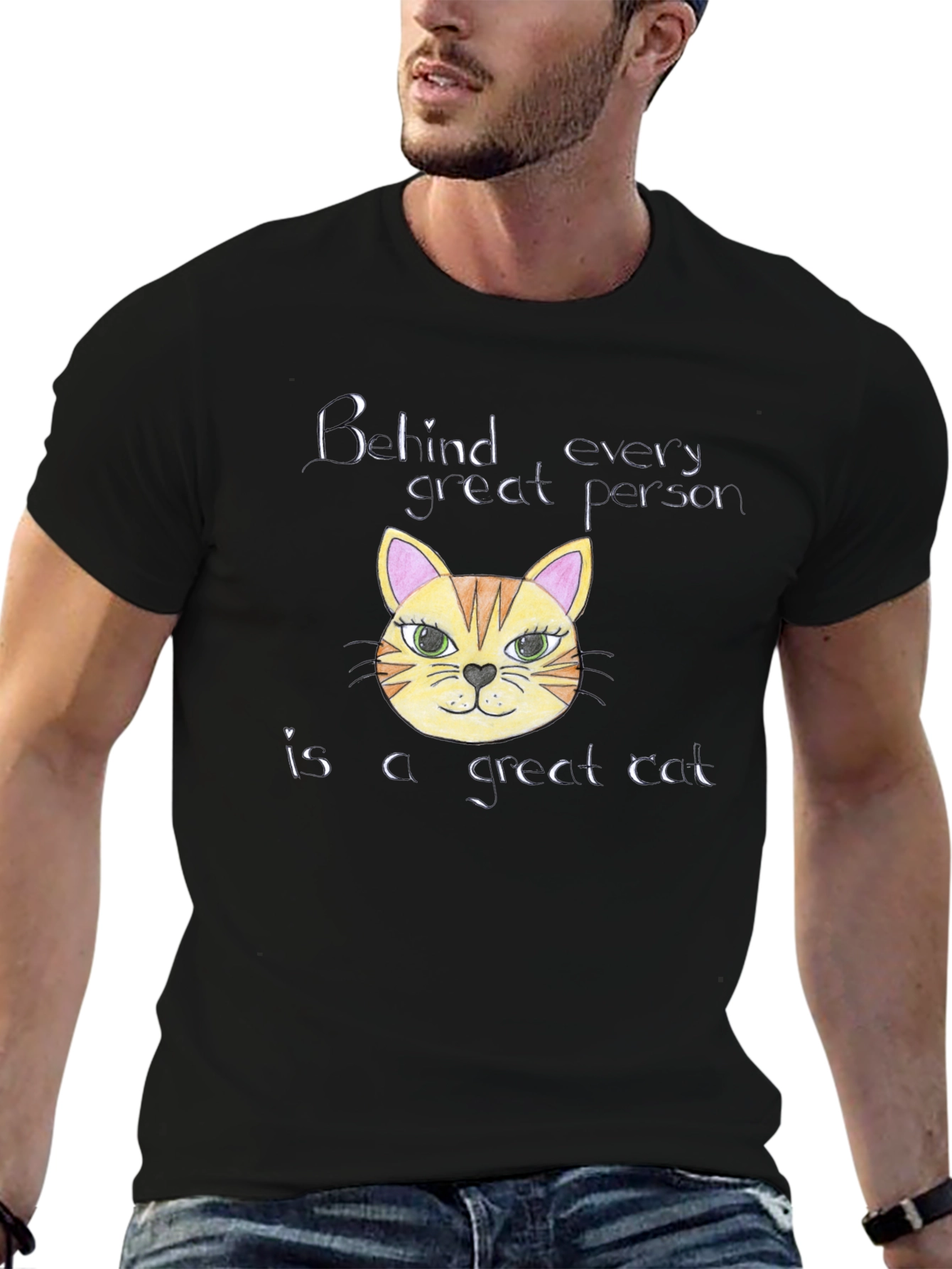 Black Cat Lover T-Shirt: Behind Every Great Person view 6