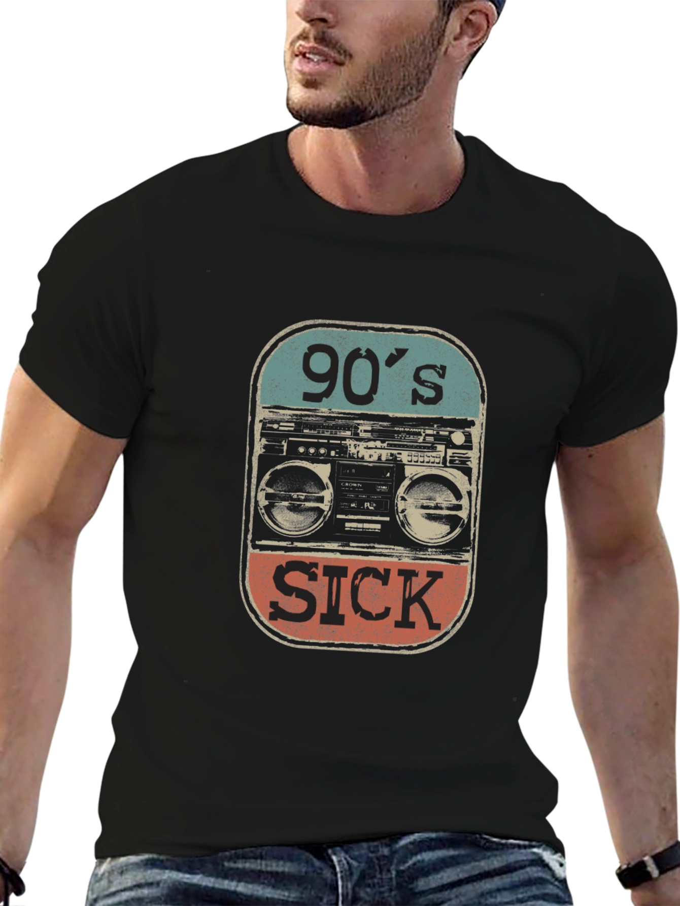 Black 90's Sick Graphic Tee view 6
