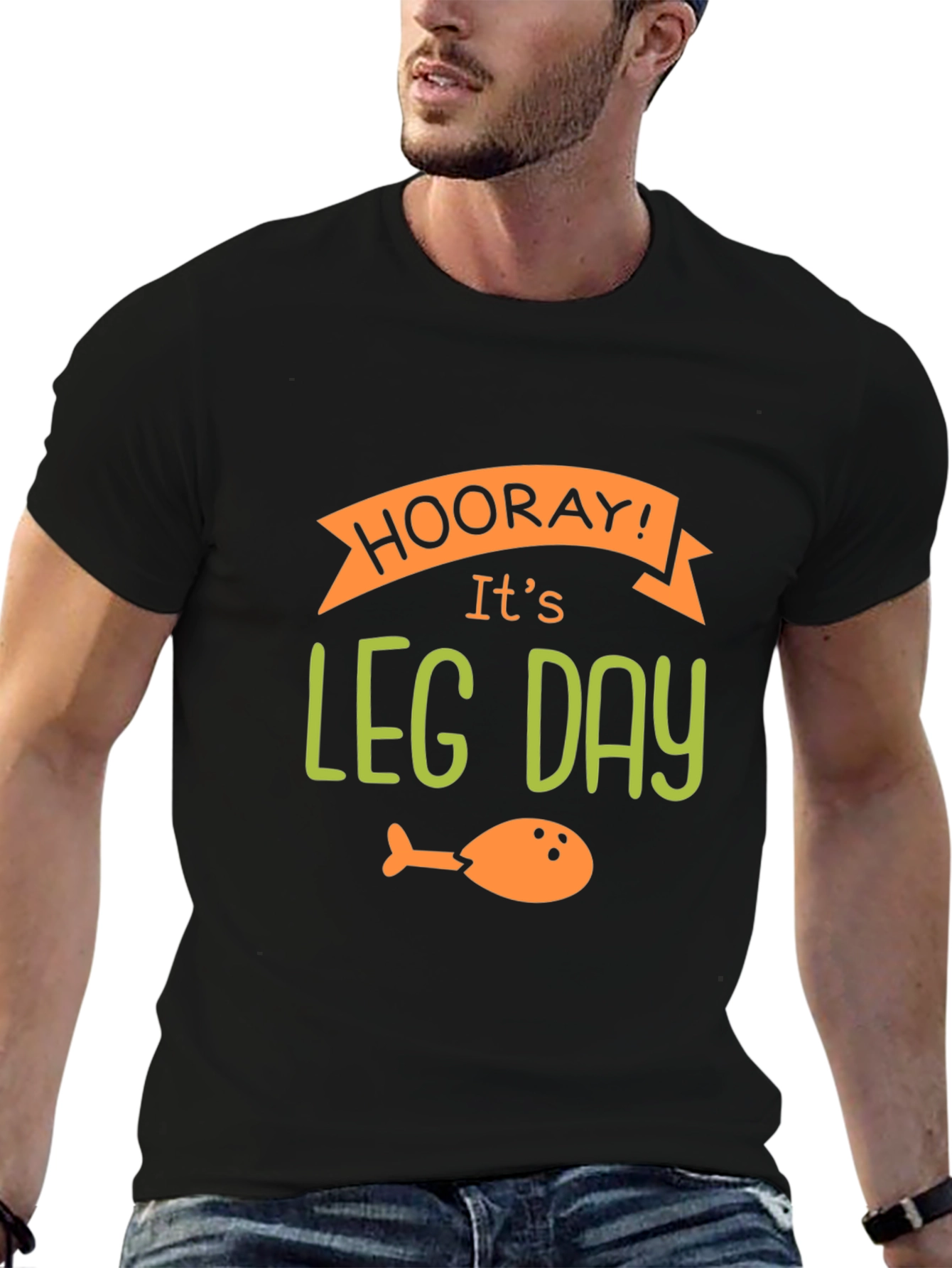 Black Hooray It's Leg Day Graphic T-Shirt view 6