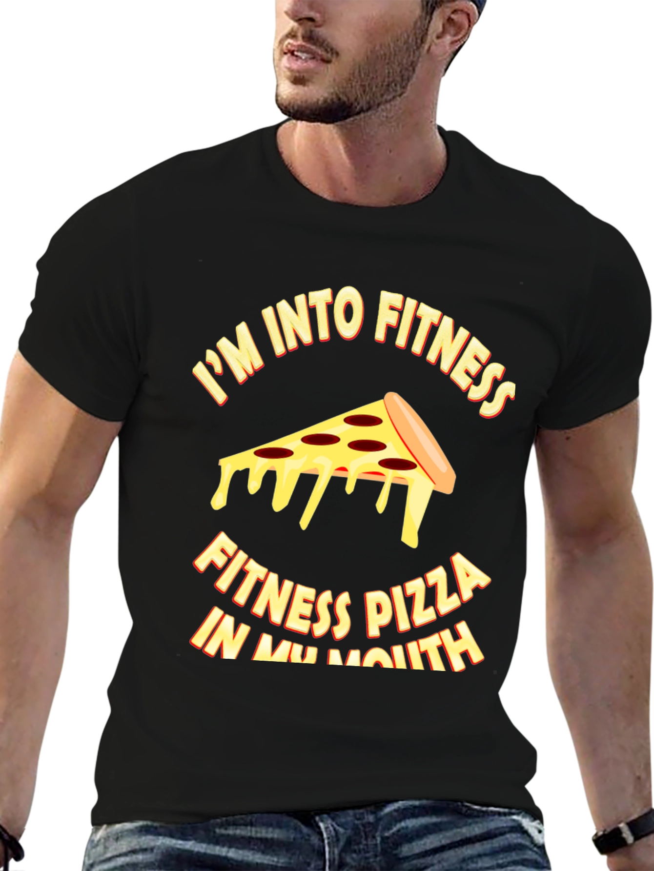 Black Pizza Fitness T-Shirt - Funny Workout Tee view 6