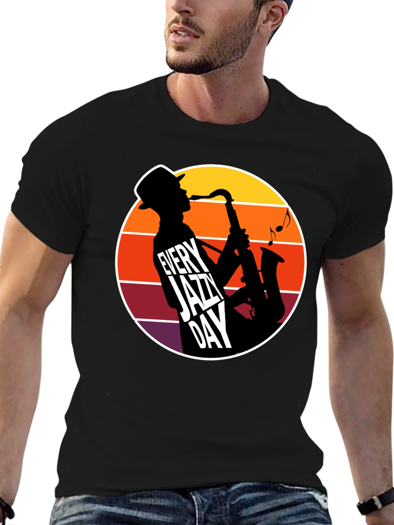Black Every Jazz Day T-Shirt - Music Lover Tee view 6