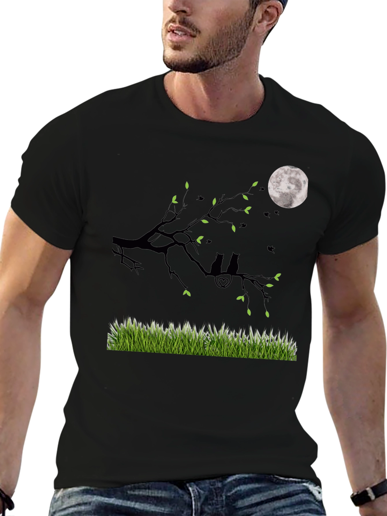 Black Moonlight Cats T-Shirt view 6