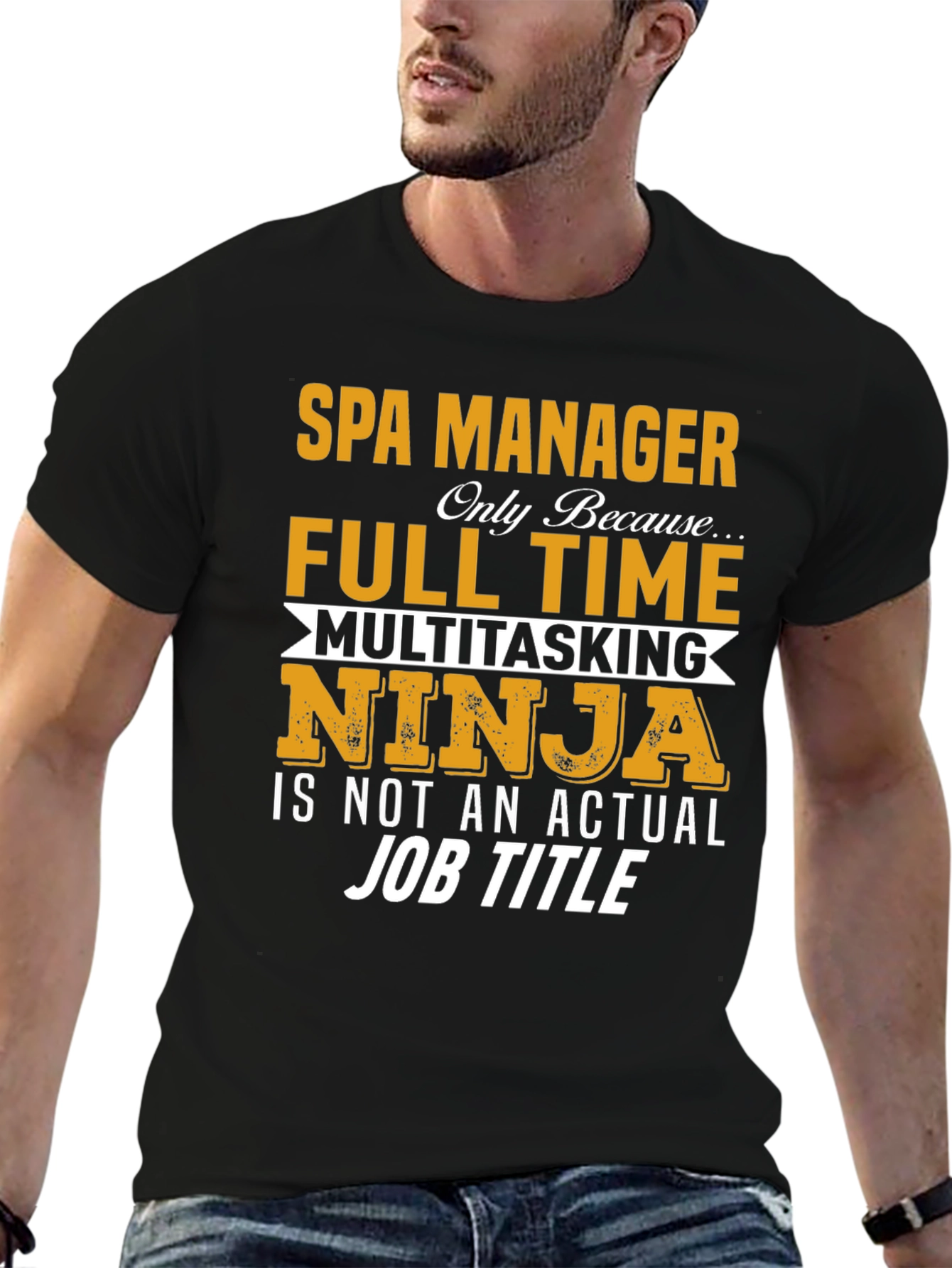 Black Spa Manager Multitasking Ninja T-Shirt view 6