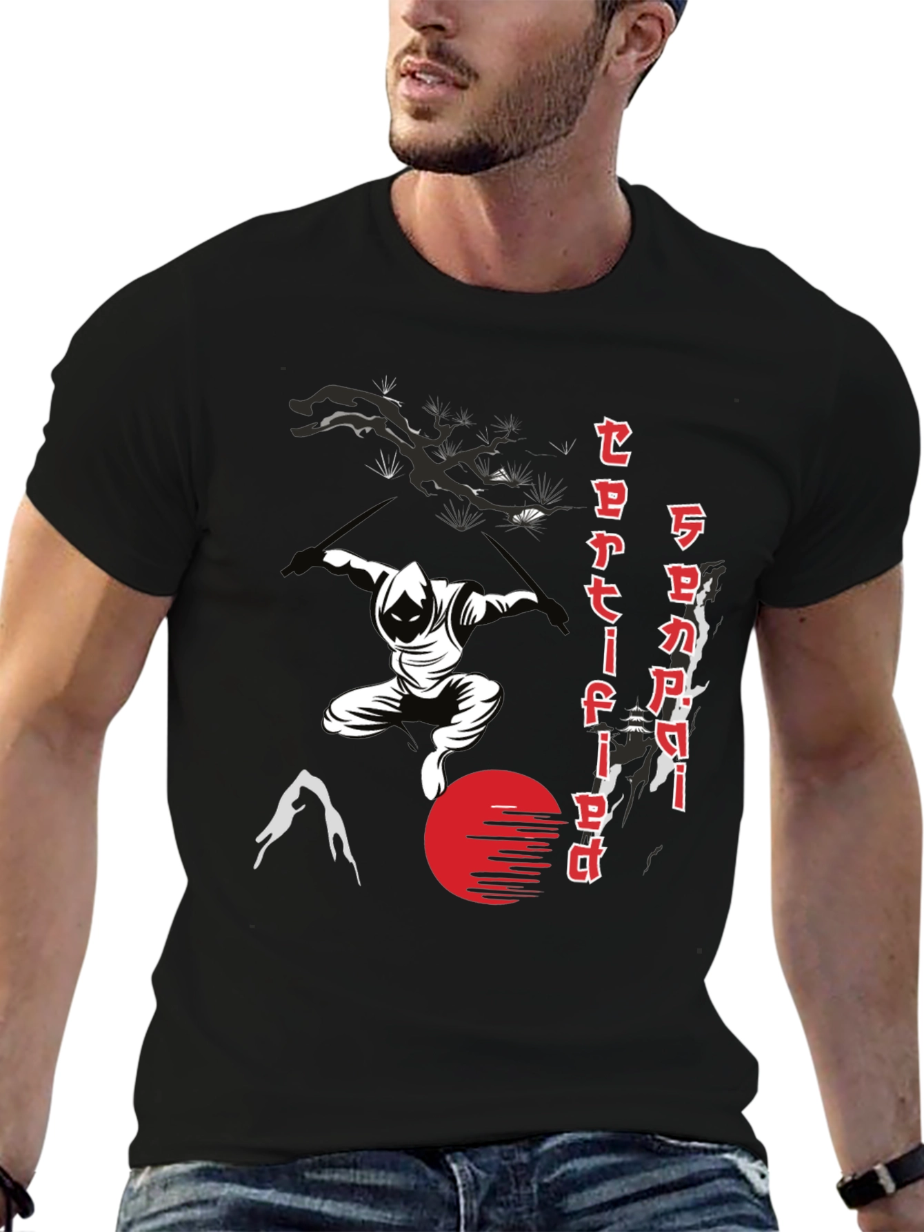 Black Samurai Certified Ninja Graphic T-Shirt view 6