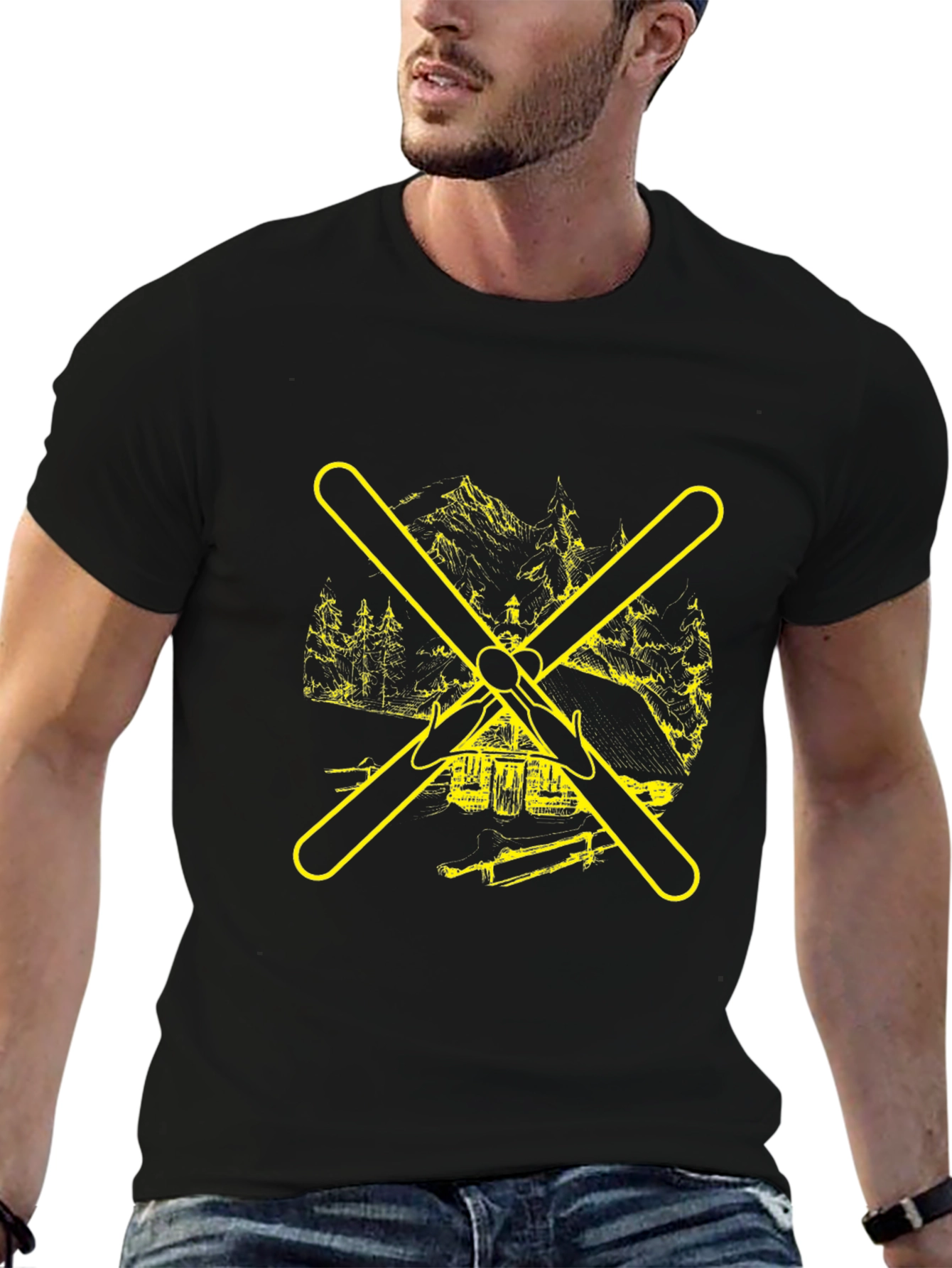Black Ski Lodge Graphic Tee view 6