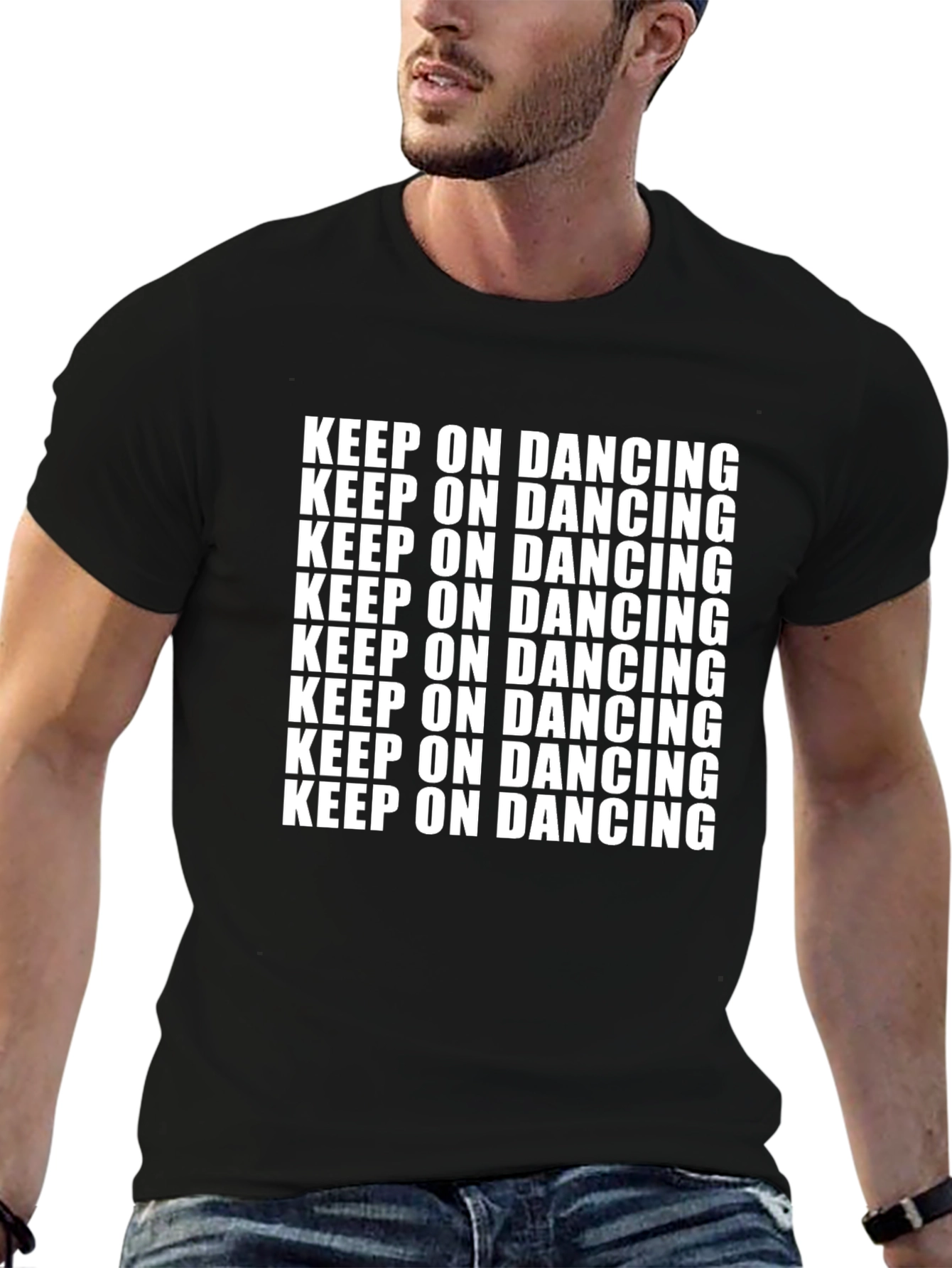 Black Keep On Dancing Graphic Tee - Black Cotton Shirt view 6
