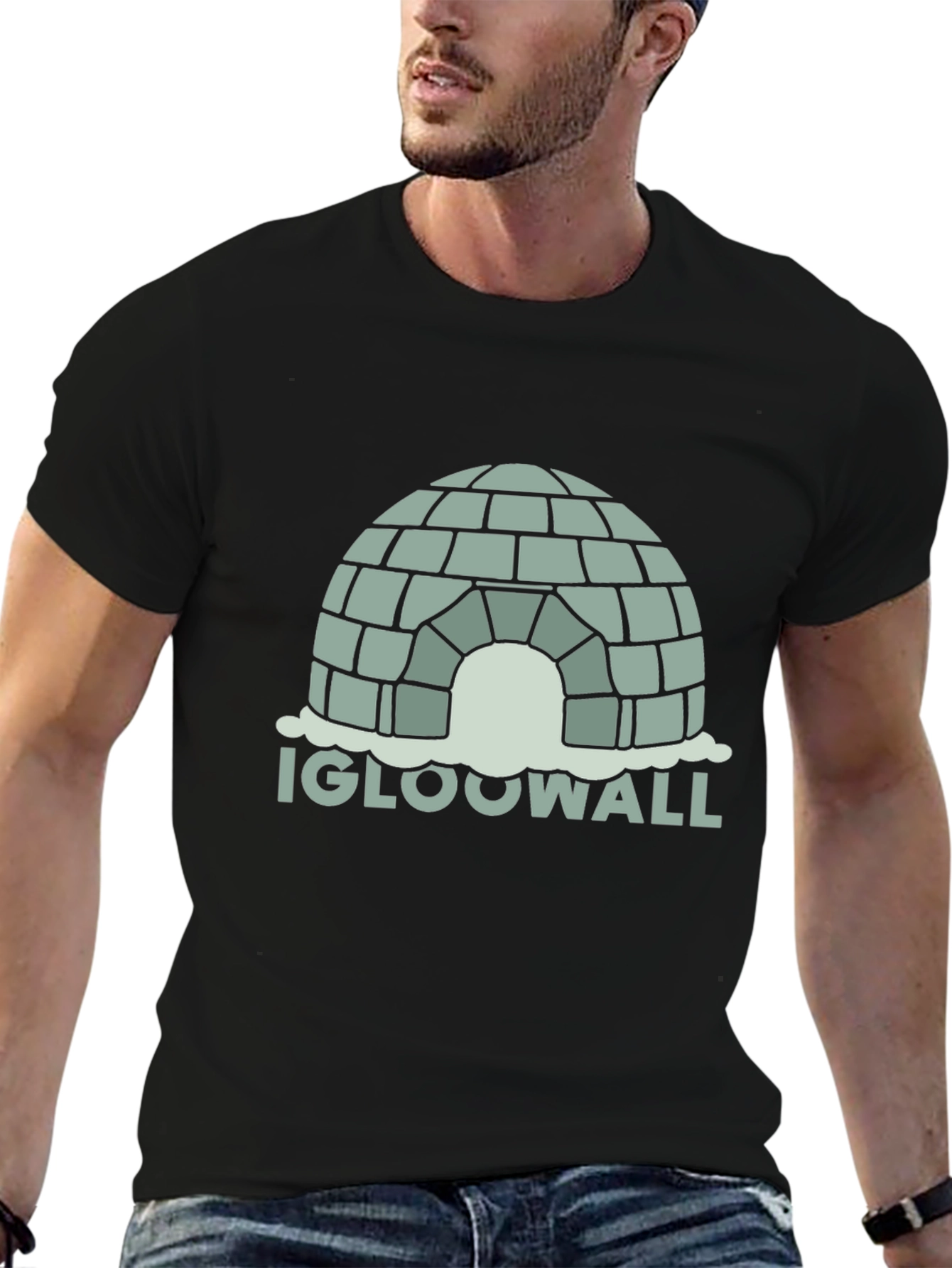 Black Igloo Wall Graphic Tee - Black Cotton T-Shirt view 6