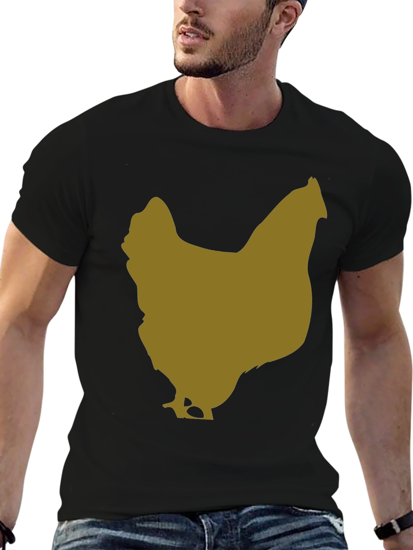 Black Chicken Silhouette Tee - Black Cotton Blend view 6